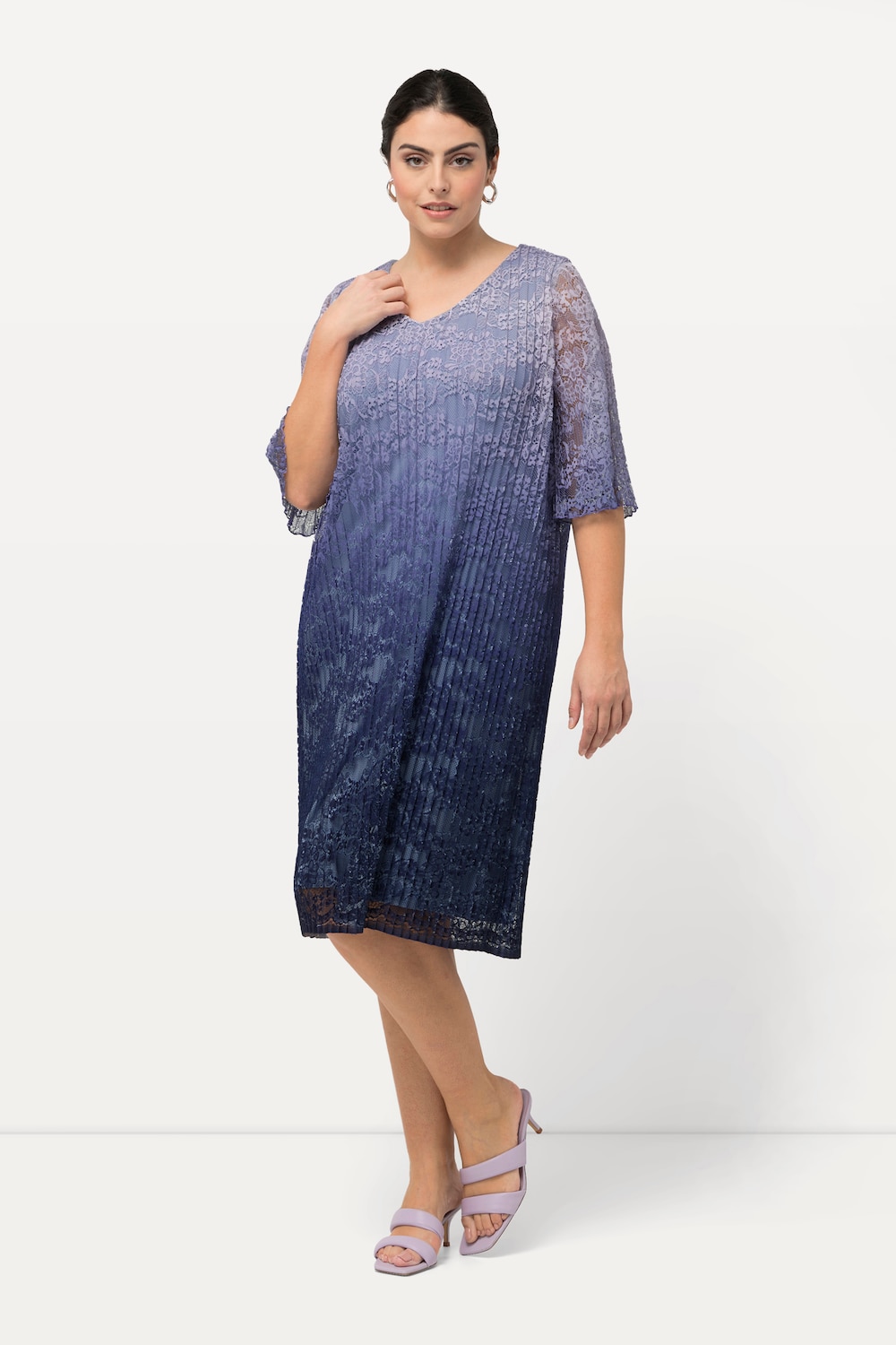 Große Größen Midikleid, Damen, blau, Größe: 50/52, Polyester/Viskose, Ulla Popken von Ulla Popken