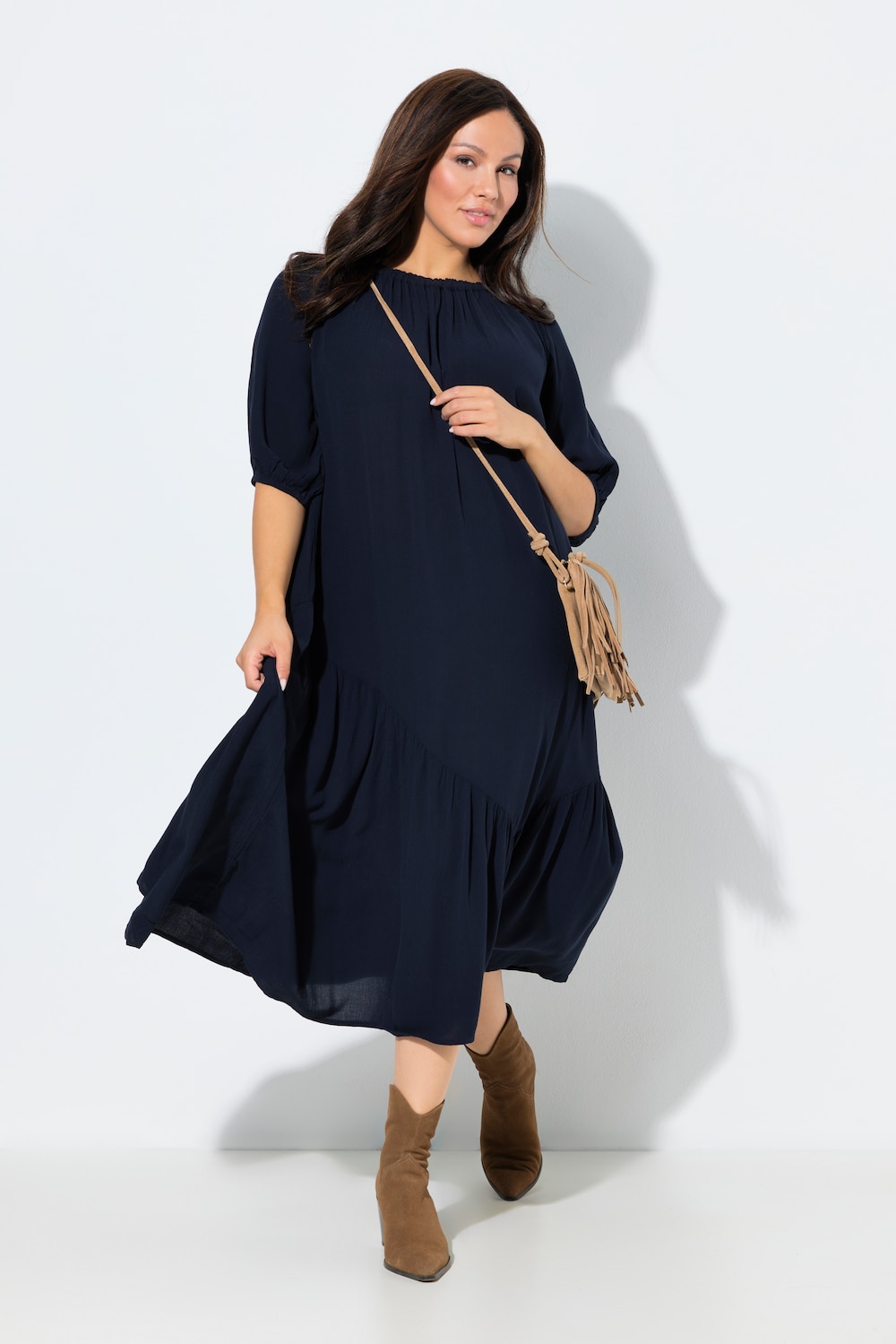 Große Größen Midikleid, Damen, blau, Größe: 50/52, Viskose, Ulla Popken von Ulla Popken