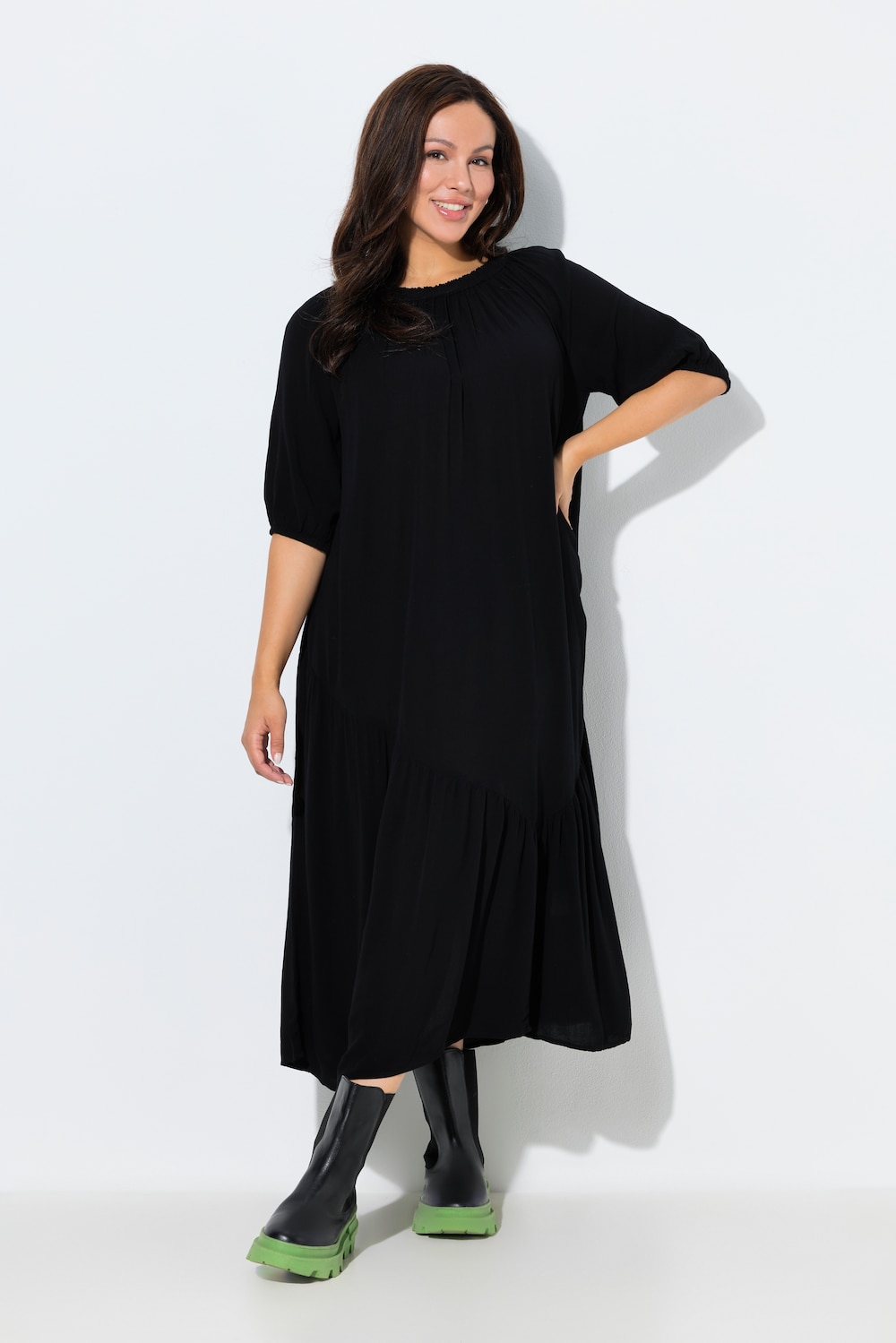 Große Größen Midikleid, Damen, schwarz, Größe: 42/44, Viskose, Ulla Popken von Ulla Popken