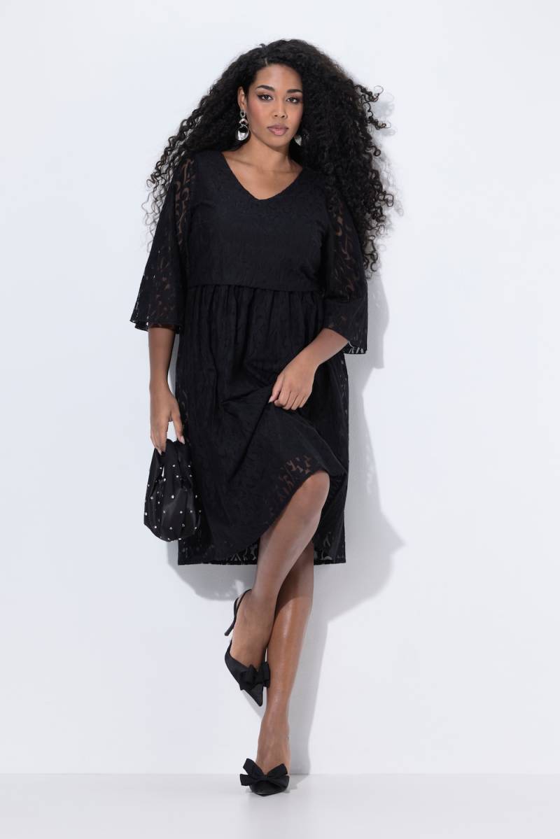 Große Größen Midikleid, Damen, schwarz, Größe: 46, Polyester/Baumwolle/Synthetische Fasern, Ulla Popken von Ulla Popken