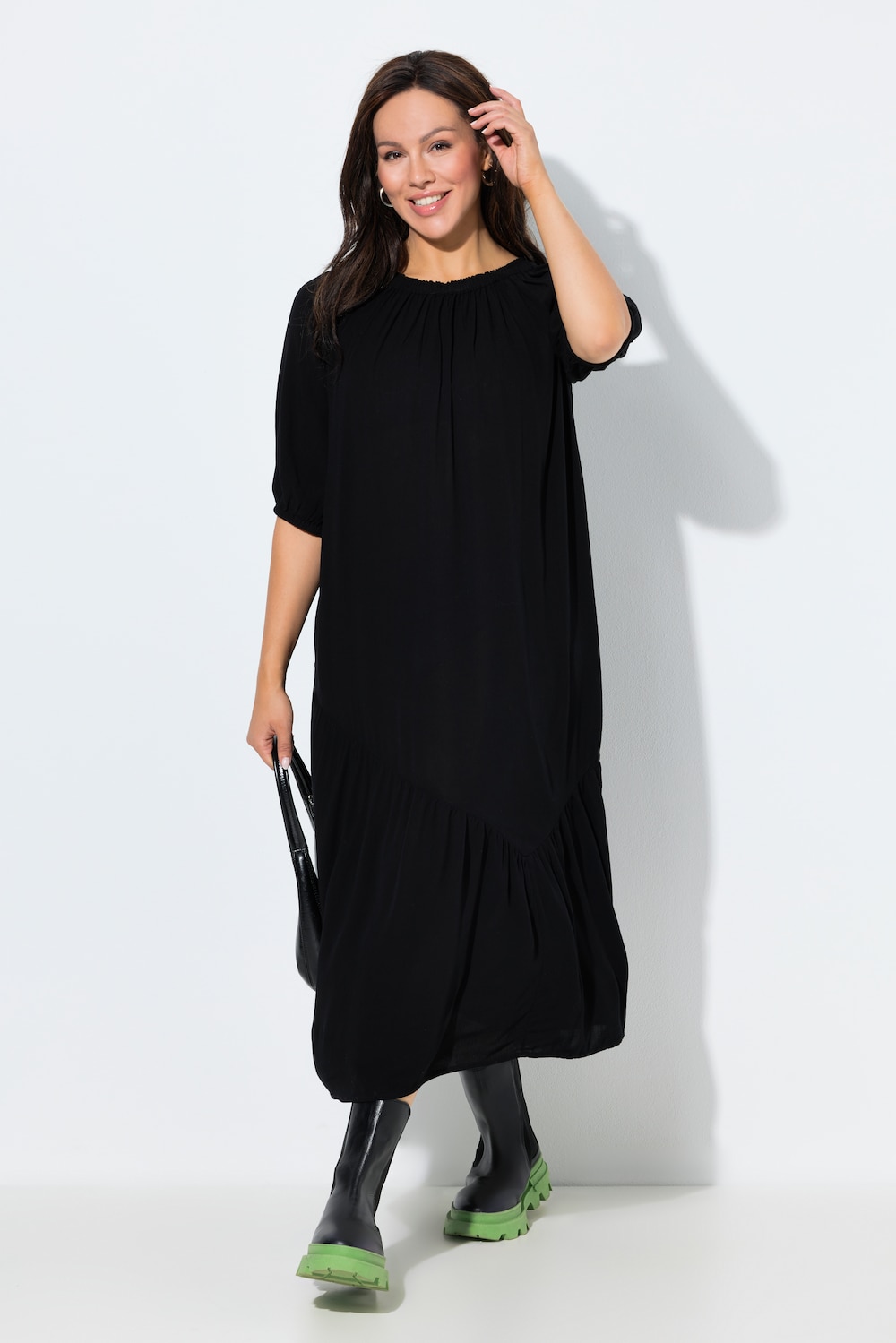 Große Größen Midikleid, Damen, schwarz, Größe: 46/48, Viskose, Ulla Popken von Ulla Popken