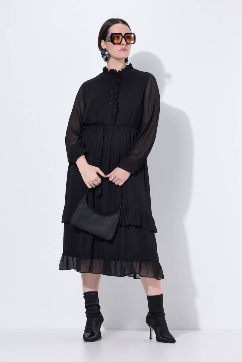 Große Größen Midikleid, Damen, schwarz, Größe: 50/52, Polyester/Viskose, Ulla Popken von Ulla Popken