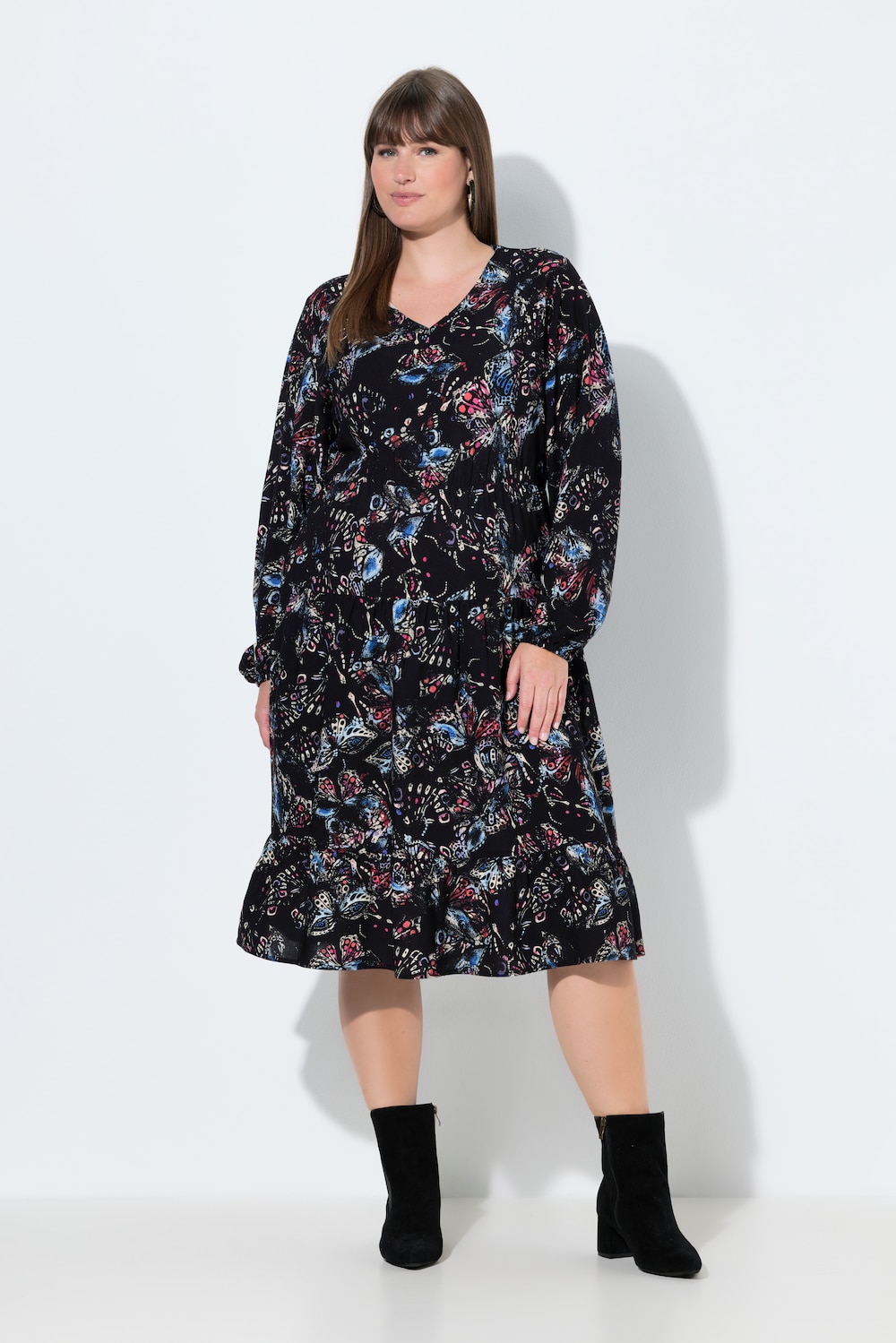 Große Größen Midikleid, Damen, schwarz, Größe: 50/52, Viskose, Ulla Popken von Ulla Popken