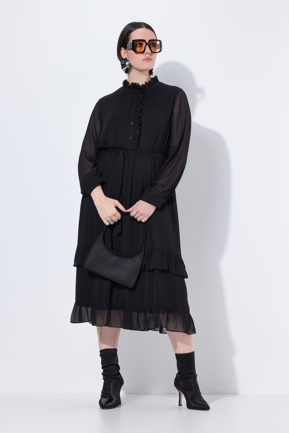 Große Größen Midikleid, Damen, schwarz, Größe: 58/60, Polyester/Viskose, Ulla Popken von Ulla Popken
