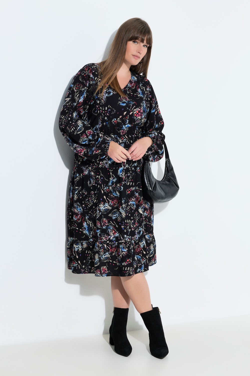 Große Größen Midikleid, Damen, schwarz, Größe: 62/64, Viskose, Ulla Popken von Ulla Popken