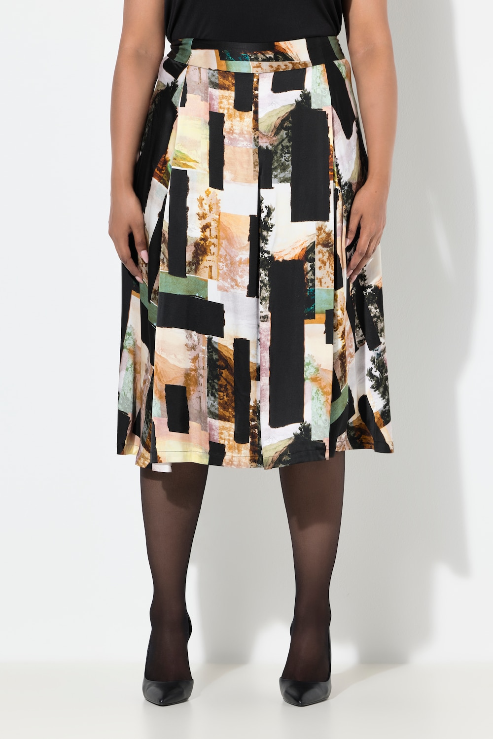 Große Größen Midirock, Damen, schwarz, Größe: 54/56, Viskose, Ulla Popken von Ulla Popken