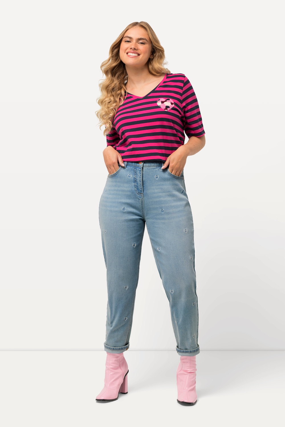 Große Größen Mom-Jeans, Damen, blau, Größe: 56, Baumwolle, Ulla Popken von Ulla Popken