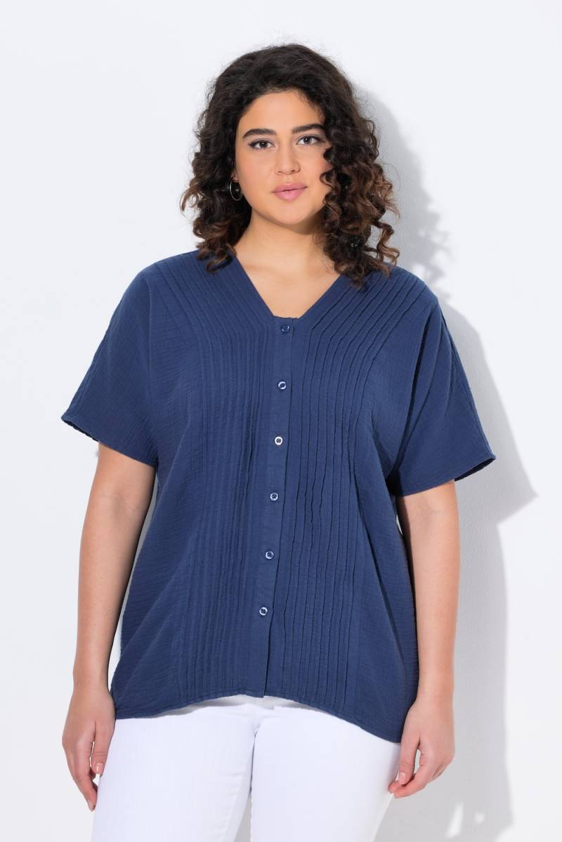 Große Größen Musselin-Bluse, Damen, blau, Größe: 54/56, Baumwolle, Ulla Popken von Ulla Popken
