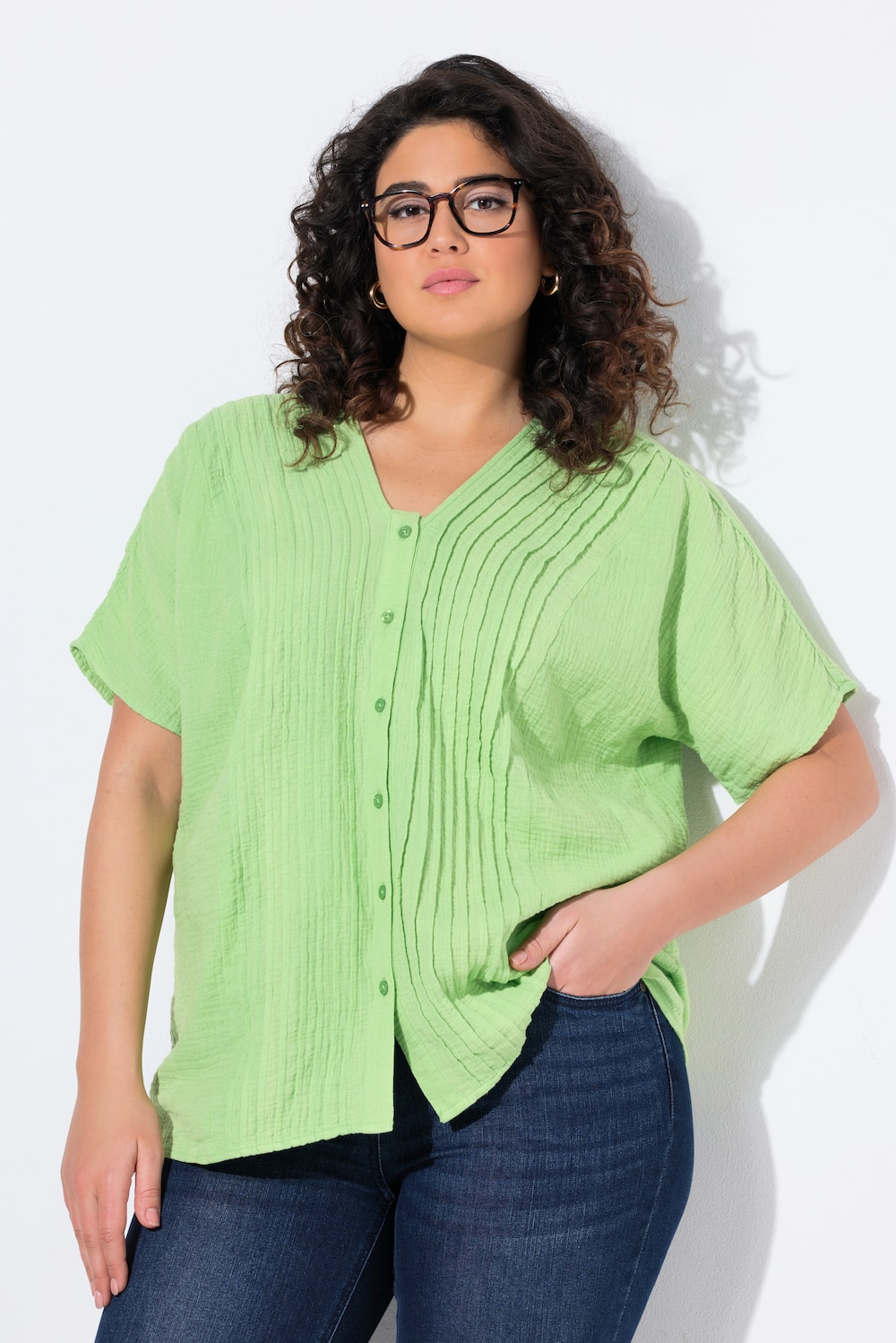 Große Größen Musselin-Bluse, Damen, grün, Größe: 46/48, Baumwolle, Ulla Popken von Ulla Popken