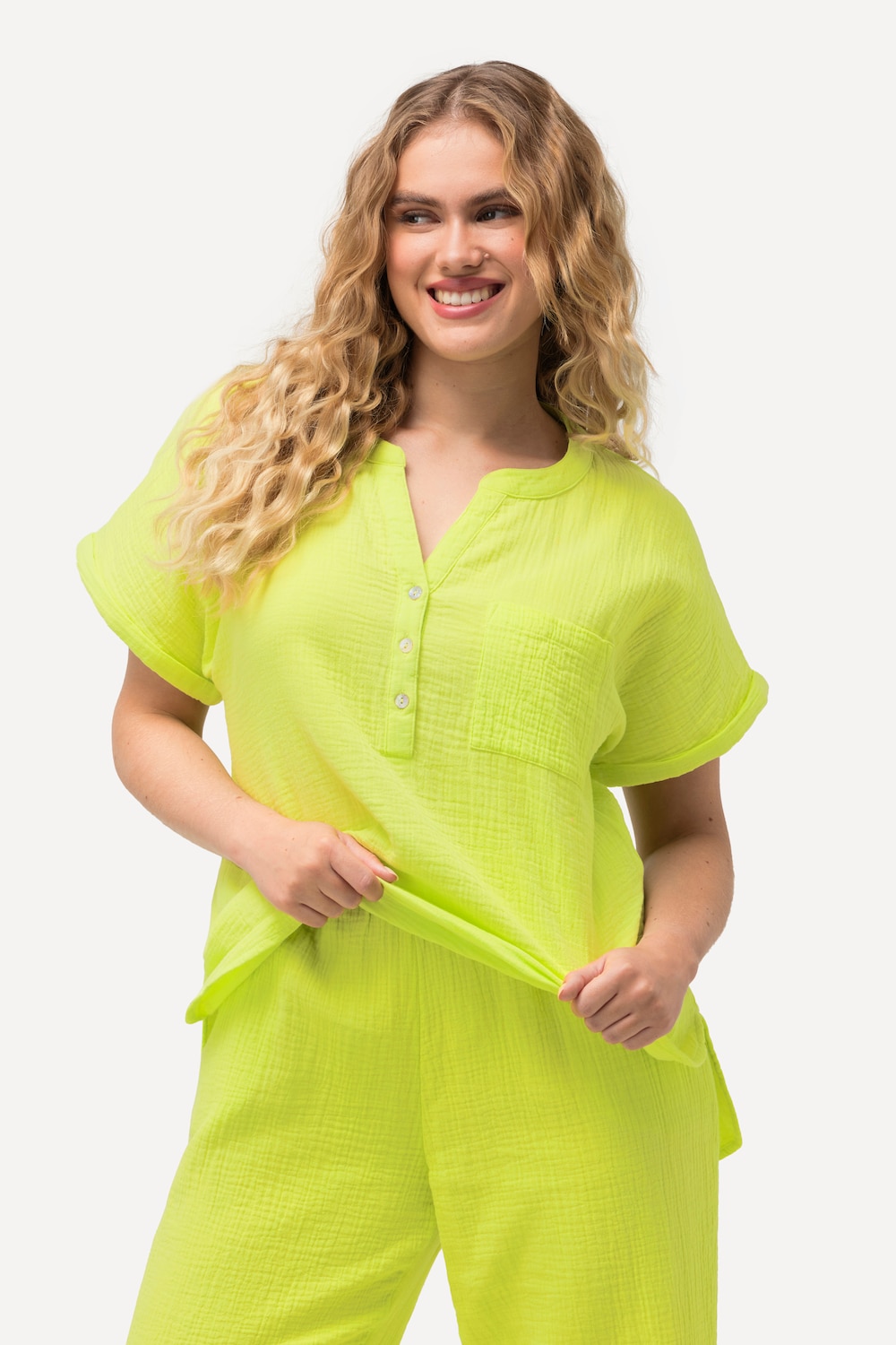 Große Größen Musselin-Bluse, Damen, grün, Größe: 54/56, Baumwolle, Ulla Popken von Ulla Popken