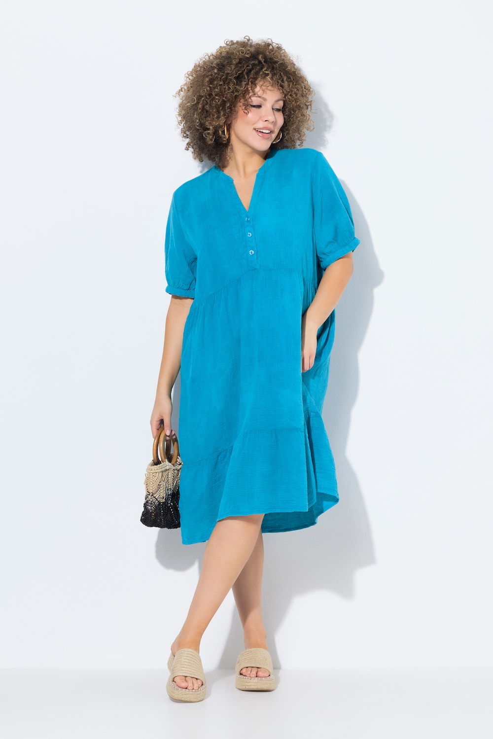 Große Größen Musselin-Kleid, Damen, türkis, Größe: 54/56, Baumwolle, Ulla Popken Große Größen Musselin-Kleid, Damen, türkis, Größe: 54/56, Baumwolle, Ulla Popken von Ulla Popken