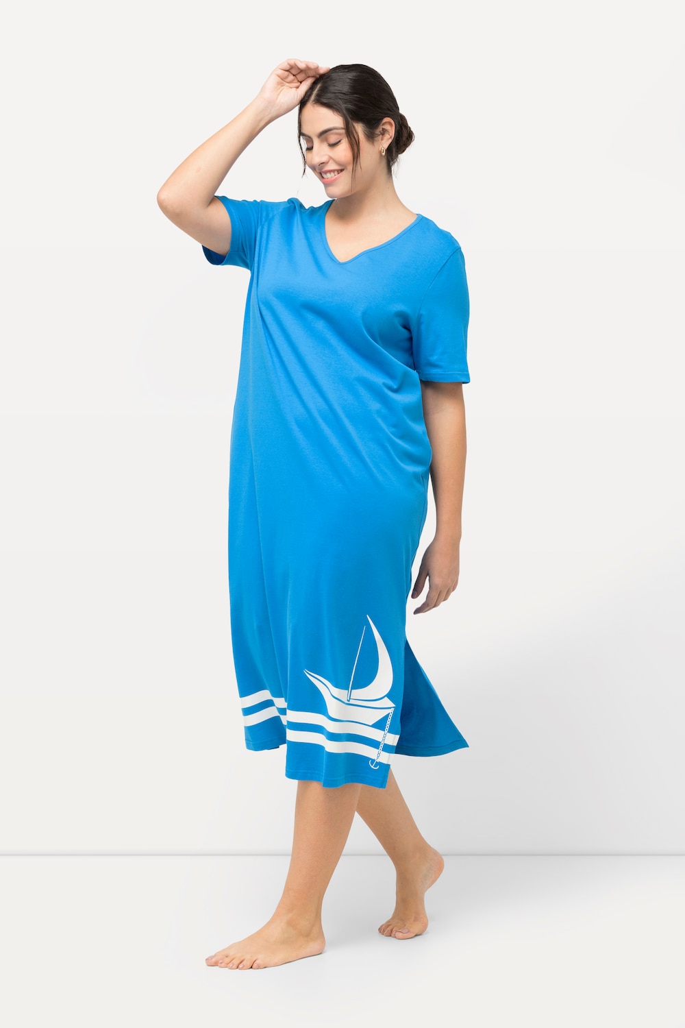 Große Größen Nachthemd, Damen, blau, Größe: 42/44, Baumwolle, Ulla Popken von Ulla Popken