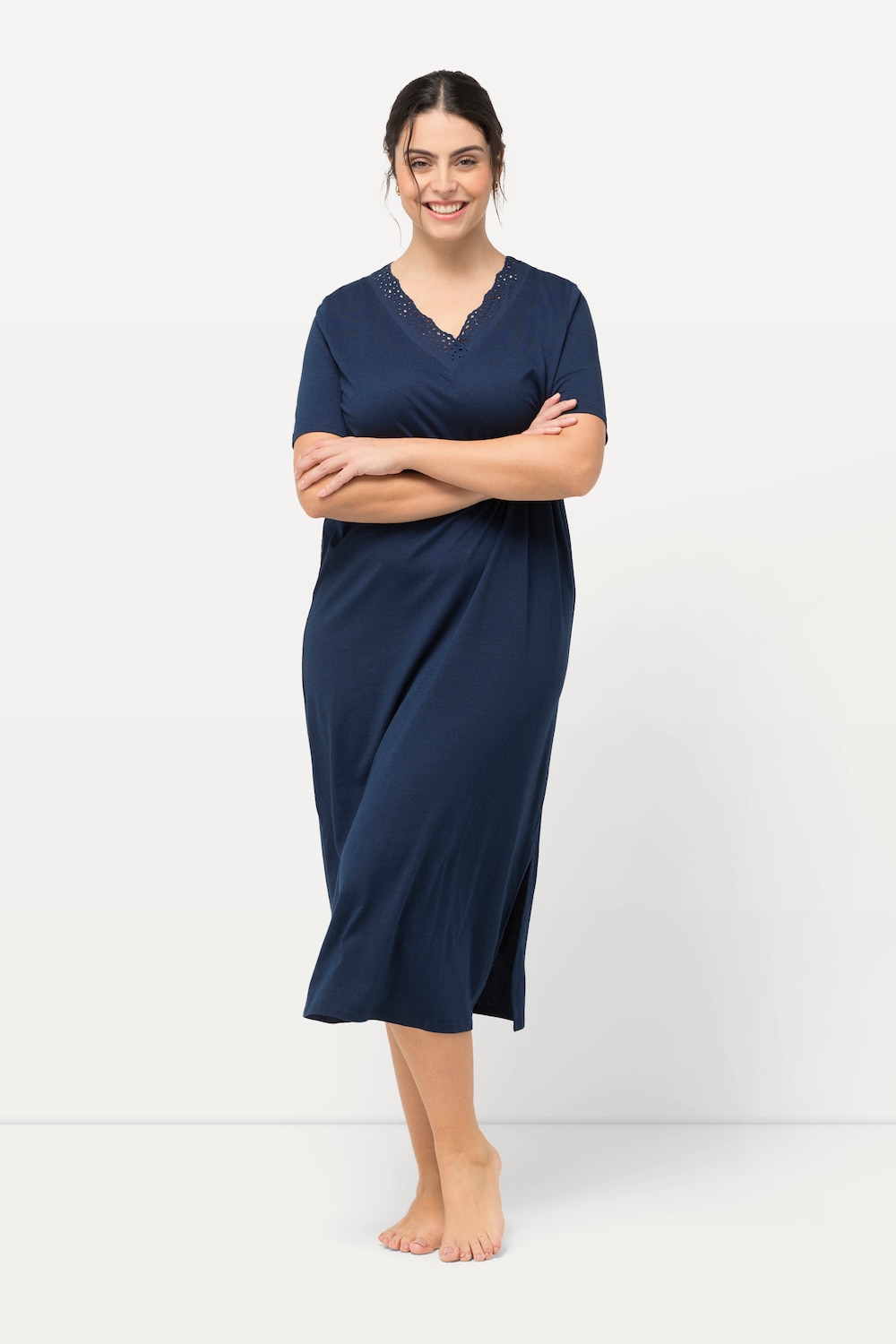 Große Größen Nachthemd, Damen, blau, Größe: 42/44, Baumwolle/Synthetische Fasern, Ulla Popken von Ulla Popken