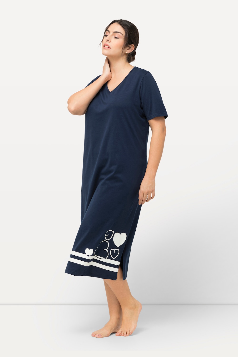 Große Größen Nachthemd, Damen, blau, Größe: 50/52, Baumwolle, Ulla Popken von Ulla Popken