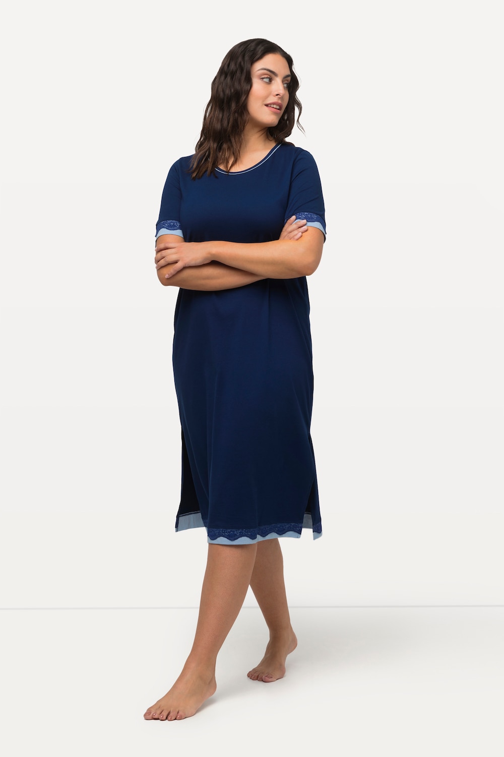 Große Größen Nachthemd, Damen, blau, Größe: 50/52, Baumwolle/Synthetische Fasern, Ulla Popken von Ulla Popken