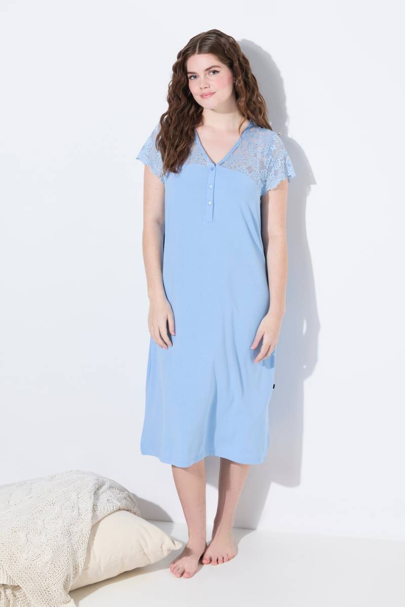 Große Größen Nachthemd, Damen, blau, Größe: 58/60, Baumwolle/Synthetische Fasern, Ulla Popken von Ulla Popken