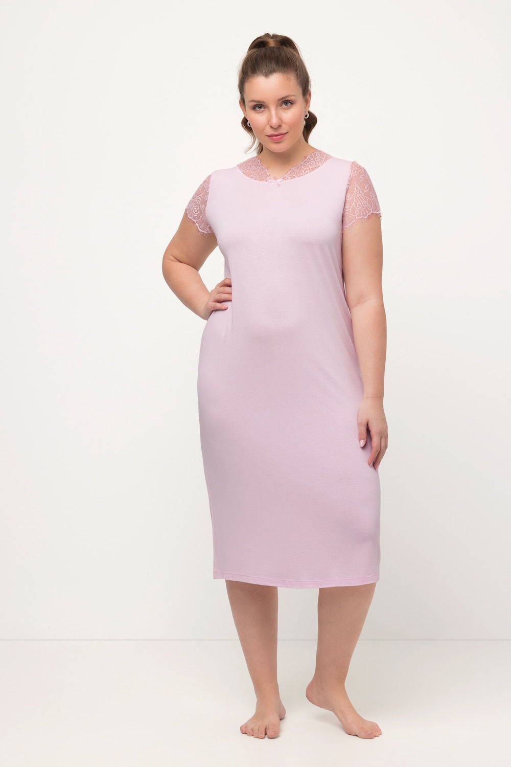 Große Größen Nachthemd, Damen, rosa, Größe: 50/52, Polyester/Viskose, Ulla Popken von Ulla Popken