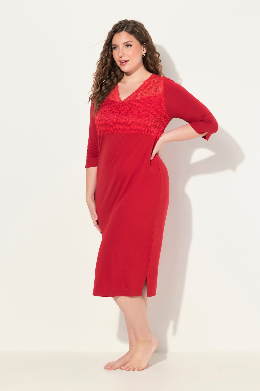 Große Größen Nachthemd, Damen, rot, Größe: 42/44, Baumwolle, Ulla Popken von Ulla Popken