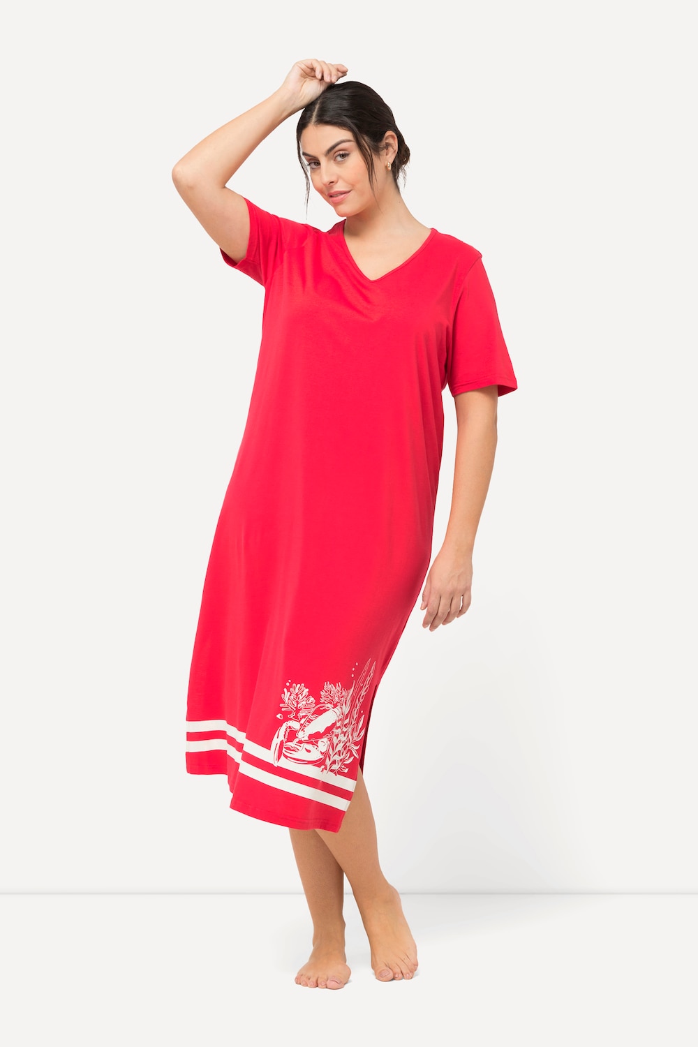 Große Größen Nachthemd, Damen, rot, Größe: 50/52, Baumwolle, Ulla Popken von Ulla Popken