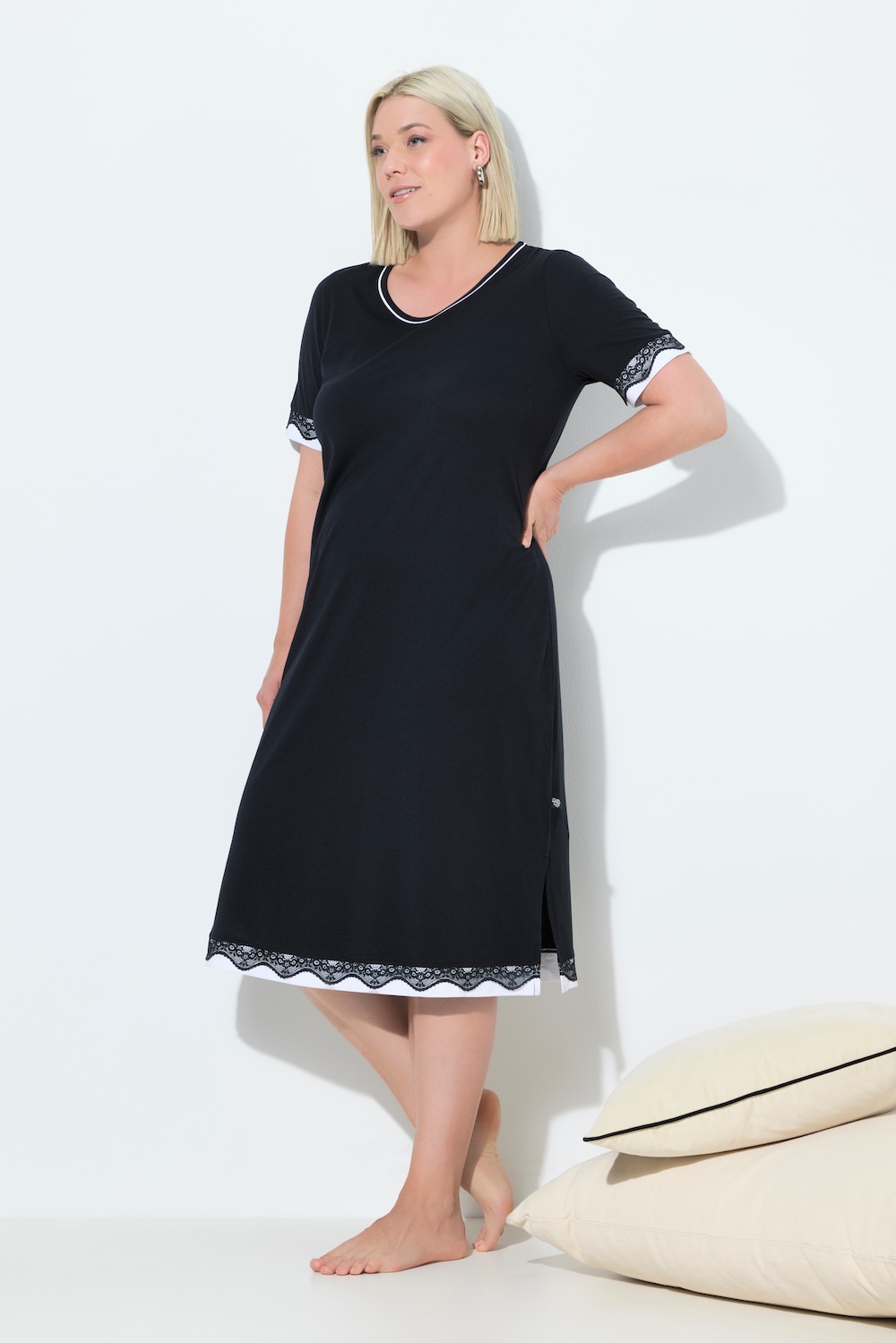 Große Größen Nachthemd, Damen, schwarz, Größe: 46/48, Baumwolle/Synthetische Fasern, Ulla Popken Große Größen Nachthemd, Damen, schwarz, Größe: 46/48, Baumwolle/Synthetische Fasern, Ulla Popken von Ulla Popken