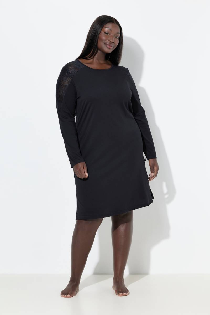 Große Größen Nachthemd, Damen, schwarz, Größe: 58/60, Baumwolle/Synthetische Fasern, Ulla Popken von Ulla Popken
