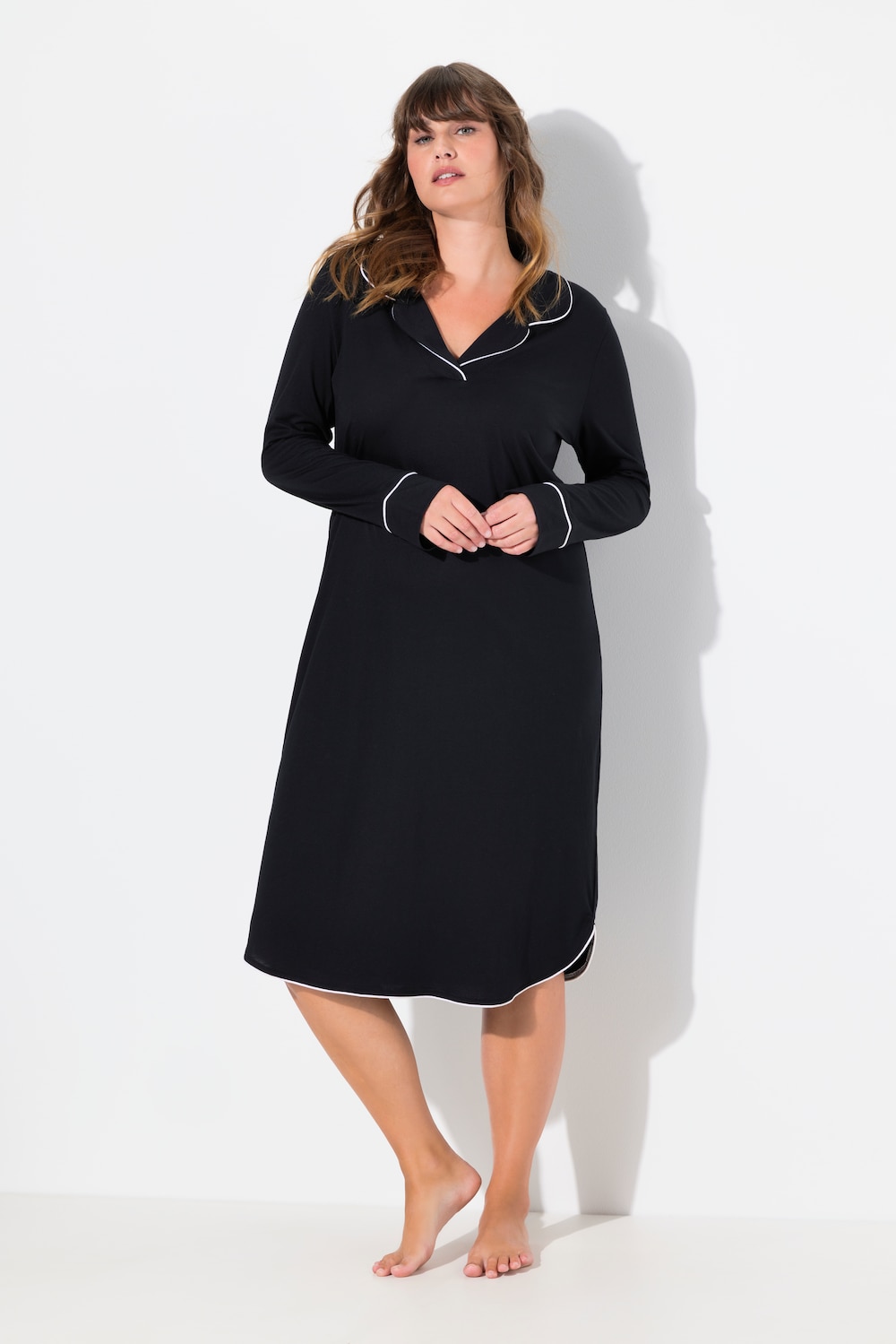 Große Größen Nachthemd, Damen, schwarz, Größe: 58/60, Baumwolle/Synthetische Fasern, Ulla Popken von Ulla Popken