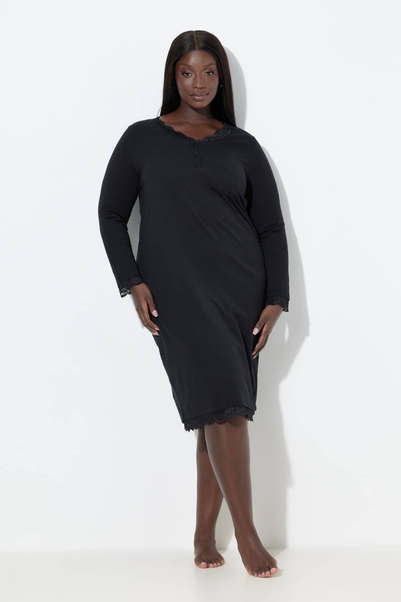 Große Größen Nachthemd, Damen, schwarz, Größe: 62/64, Baumwolle, Ulla Popken von Ulla Popken