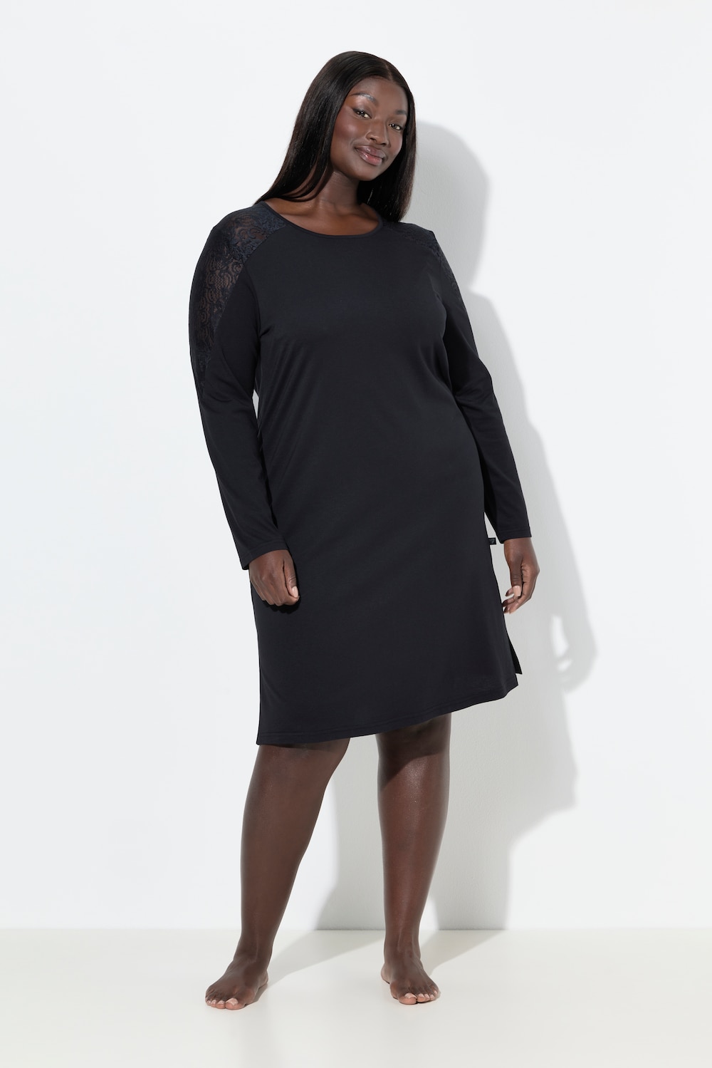 Große Größen Nachthemd, Damen, schwarz, Größe: 62/64, Baumwolle/Synthetische Fasern, Ulla Popken von Ulla Popken