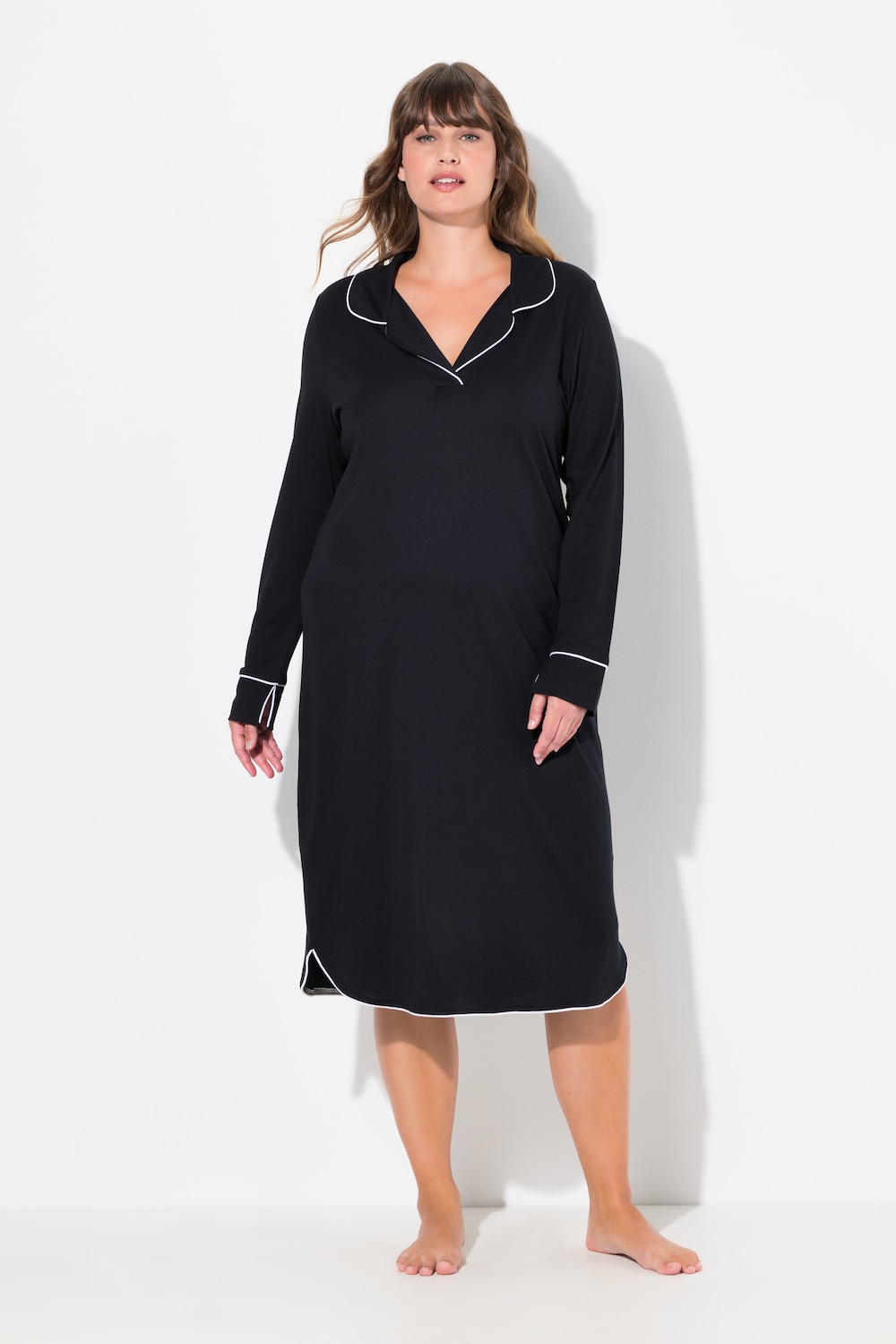 Große Größen Nachthemd, Damen, schwarz, Größe: 62/64, Baumwolle/Synthetische Fasern, Ulla Popken von Ulla Popken