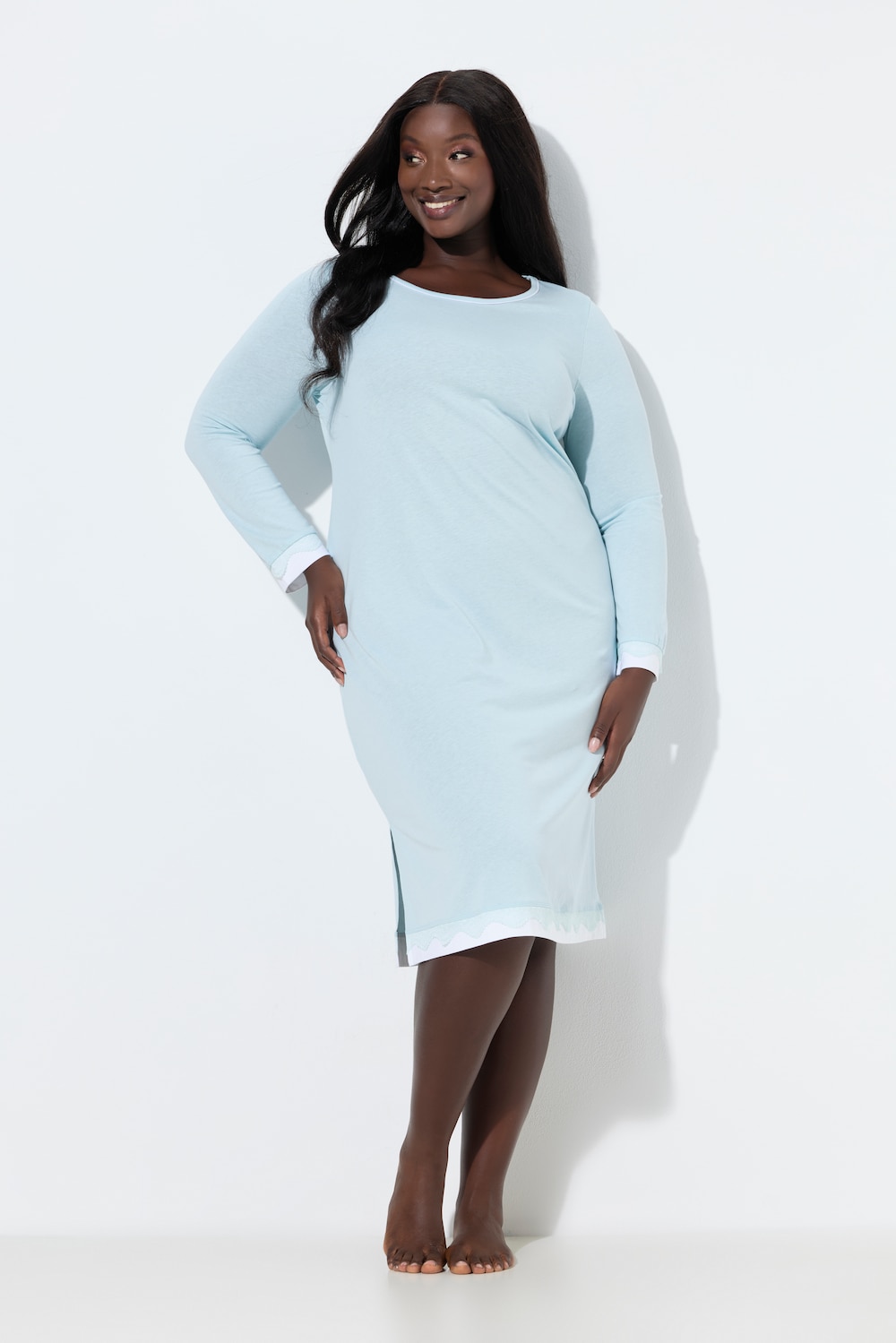 Große Größen Nachthemd, Damen, türkis, Größe: 62/64, Baumwolle/Synthetische Fasern, Ulla Popken von Ulla Popken