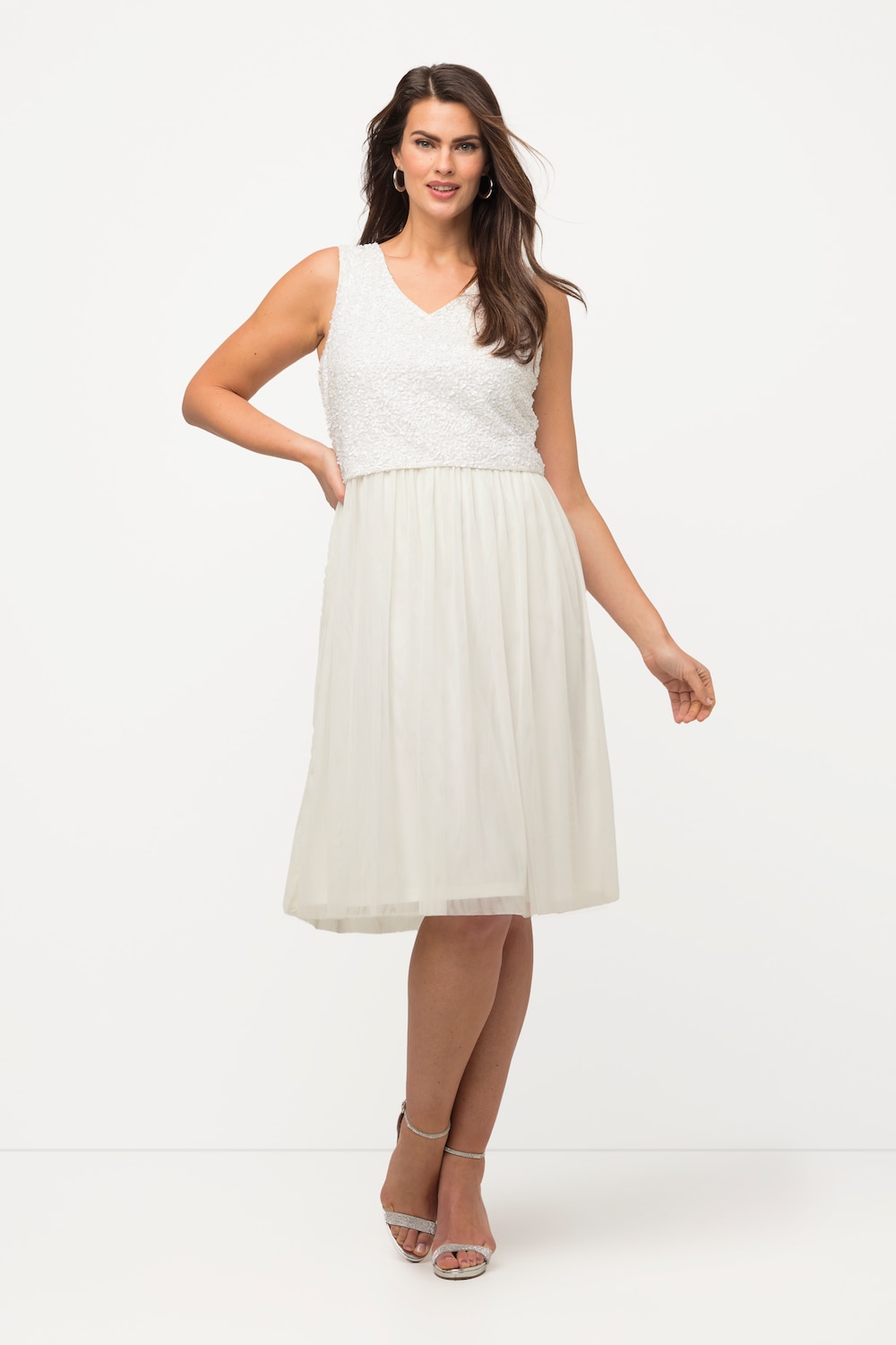 Große Größen Midikleid, Damen, beige, Größe: 54/56, Polyester, Ulla Popken von Ulla Popken