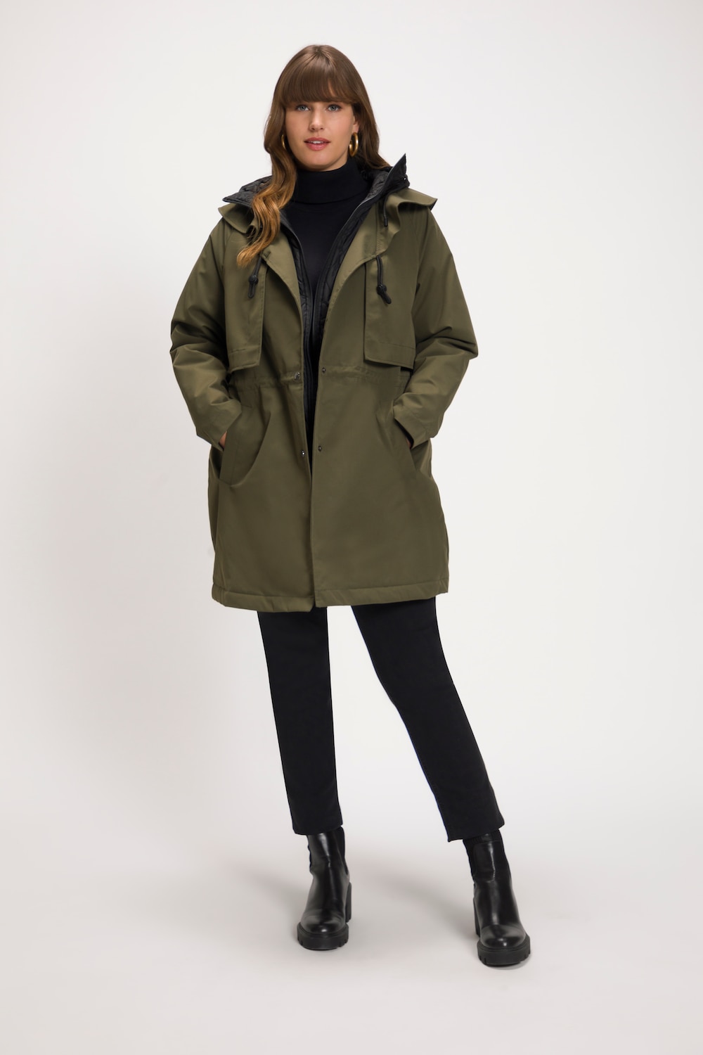 Große Größen Pelerinen-Parka, Damen, braun, Größe: 58/60, Polyester/Synthetische Fasern, Ulla Popken von Ulla Popken