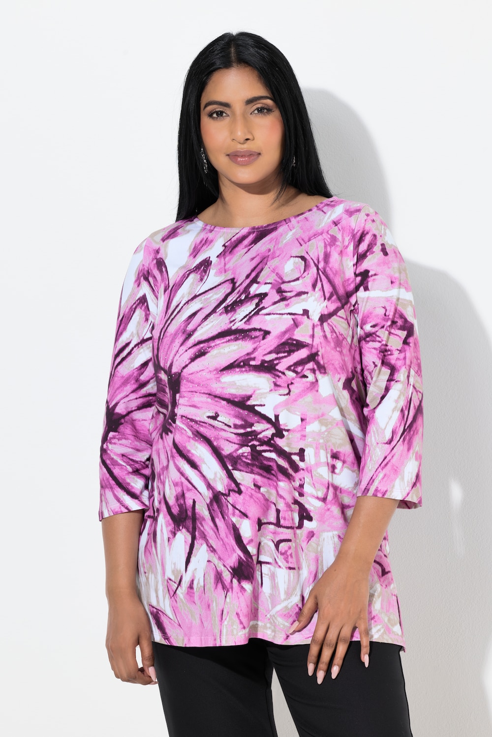 Große Größen Pima Cotton Shirt, Damen, lila, Größe: 46/48, Baumwolle, Ulla Popken von Ulla Popken