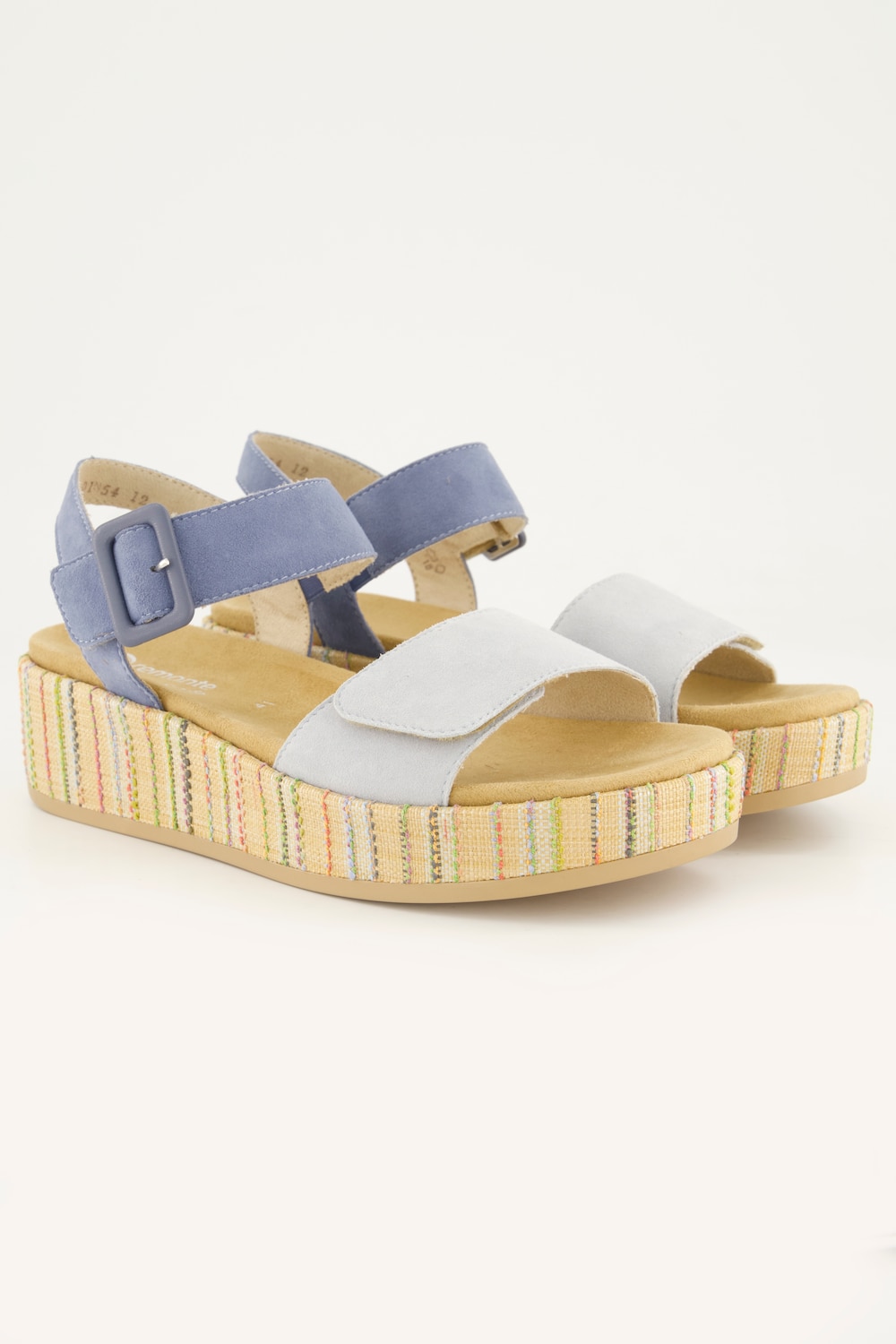 Große Größen Plateau-Ledersandalen, Damen, blau, Größe: 38, Sonstige/Leder, Ulla Popken von Ulla Popken