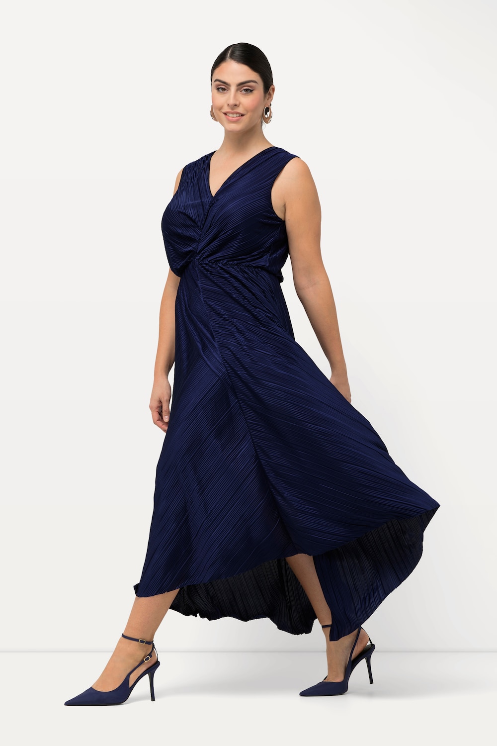 Große Größen Plissee-Maxikleid, Damen, blau, Größe: 48, Polyester, Ulla Popken von Ulla Popken