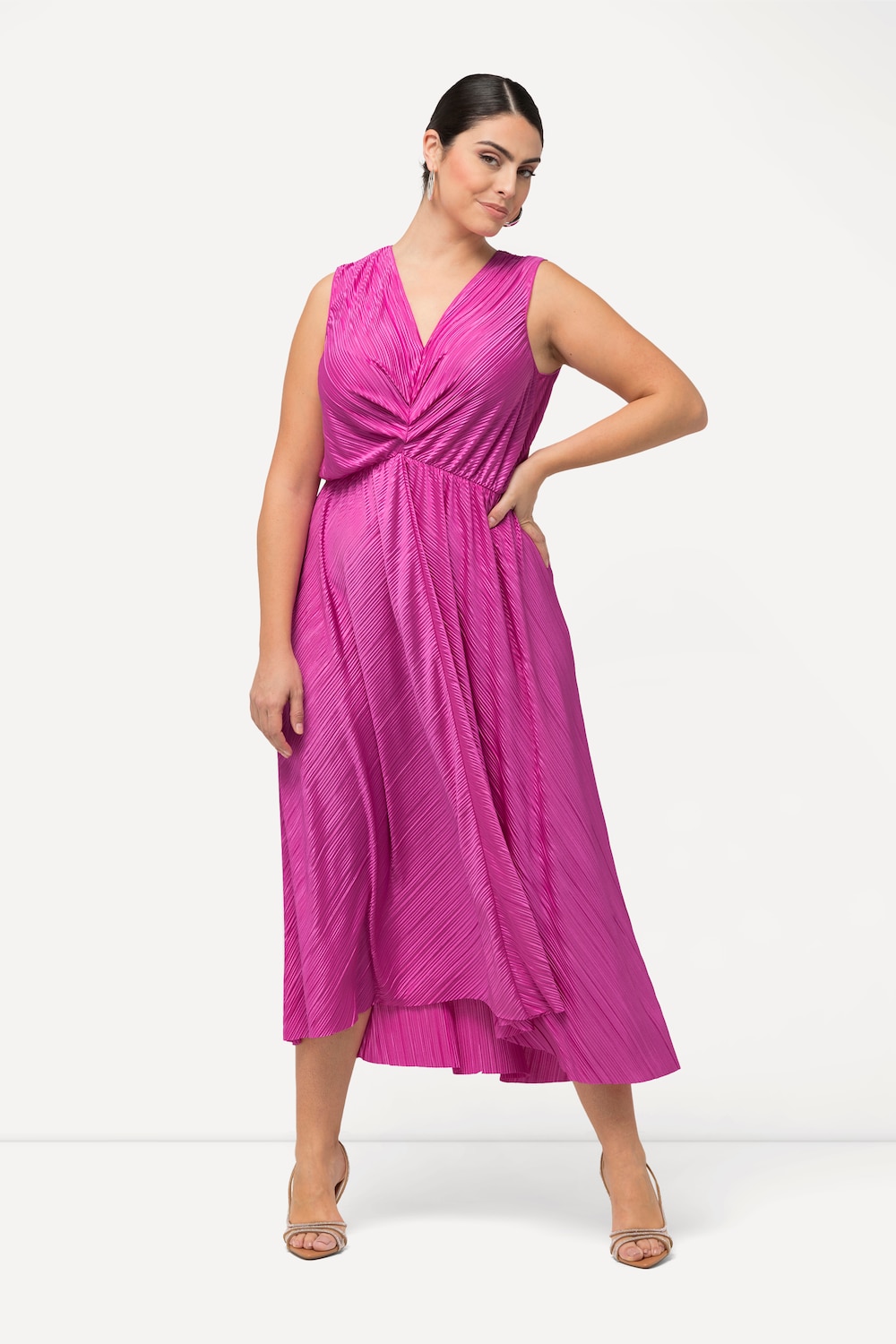 Große Größen Plissee-Maxikleid, Damen, rosa, Größe: 44, Polyester, Ulla Popken von Ulla Popken