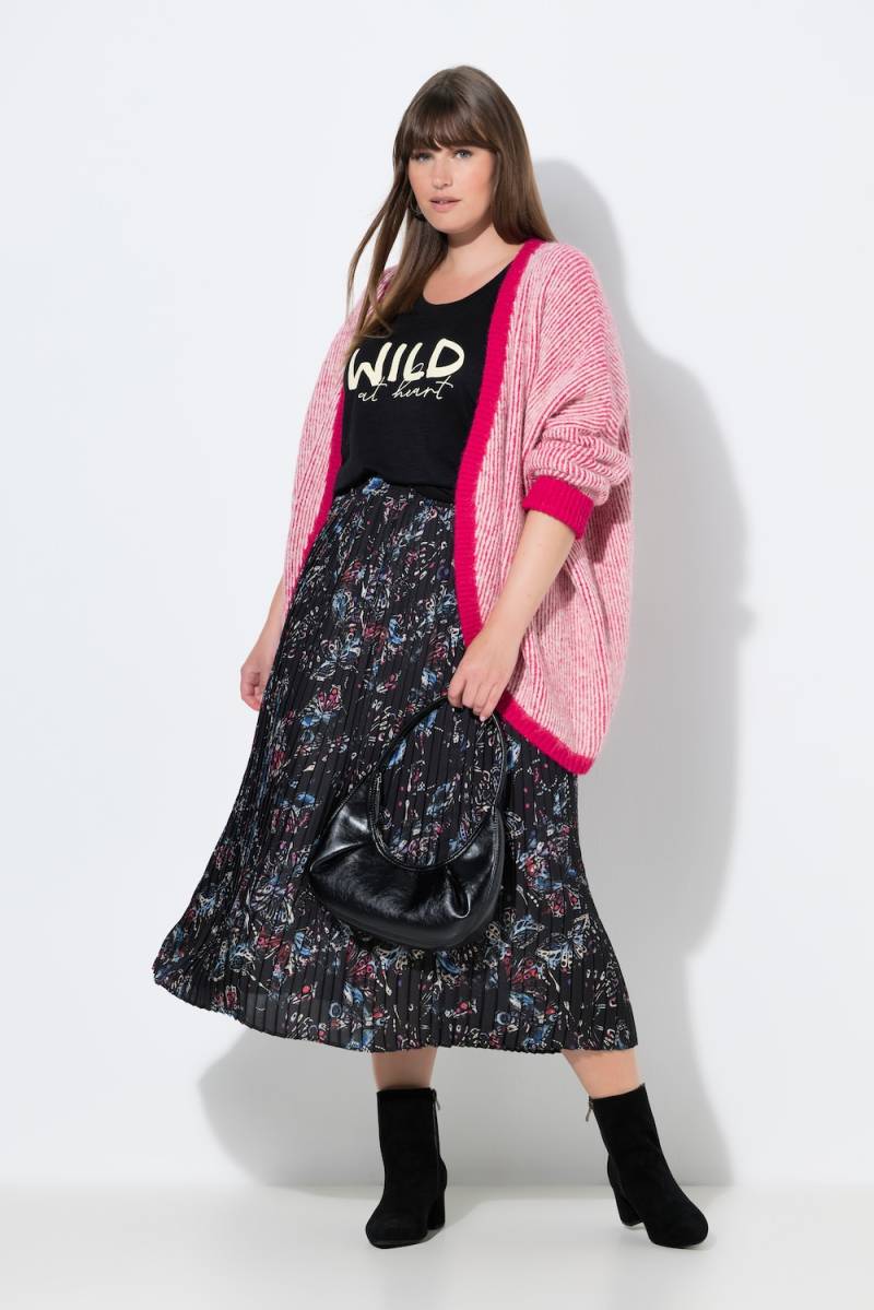 Große Größen Plissee-Midirock, Damen, schwarz, Größe: 46/48, Polyester, Ulla Popken von Ulla Popken