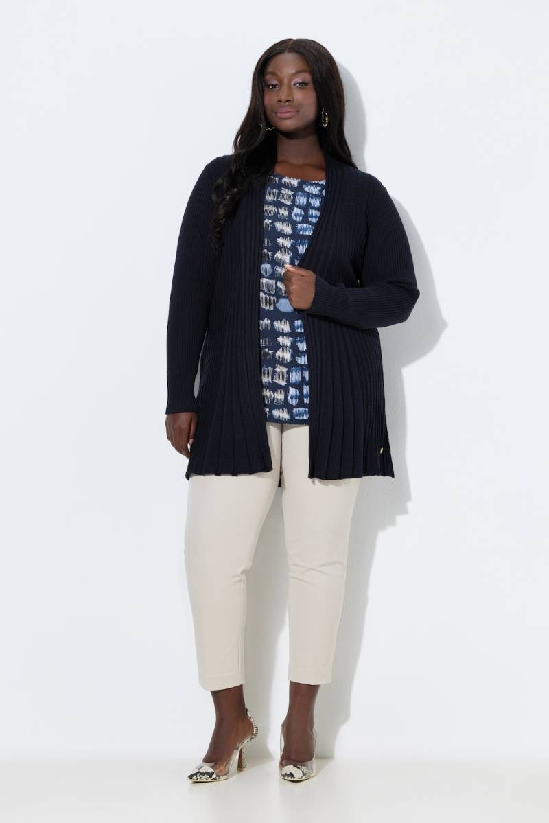 Große Größen Plissee-Strickjacke, Damen, blau, Größe: 50/52, Baumwolle/Viskose, Ulla Popken von Ulla Popken