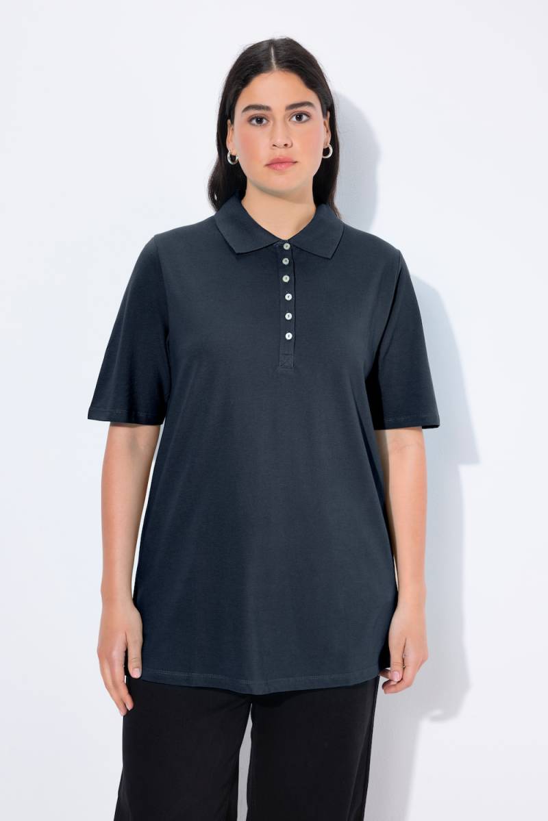 Große Größen Poloshirt, Damen, blau, Größe: 50/52, Baumwolle, Ulla Popken von Ulla Popken