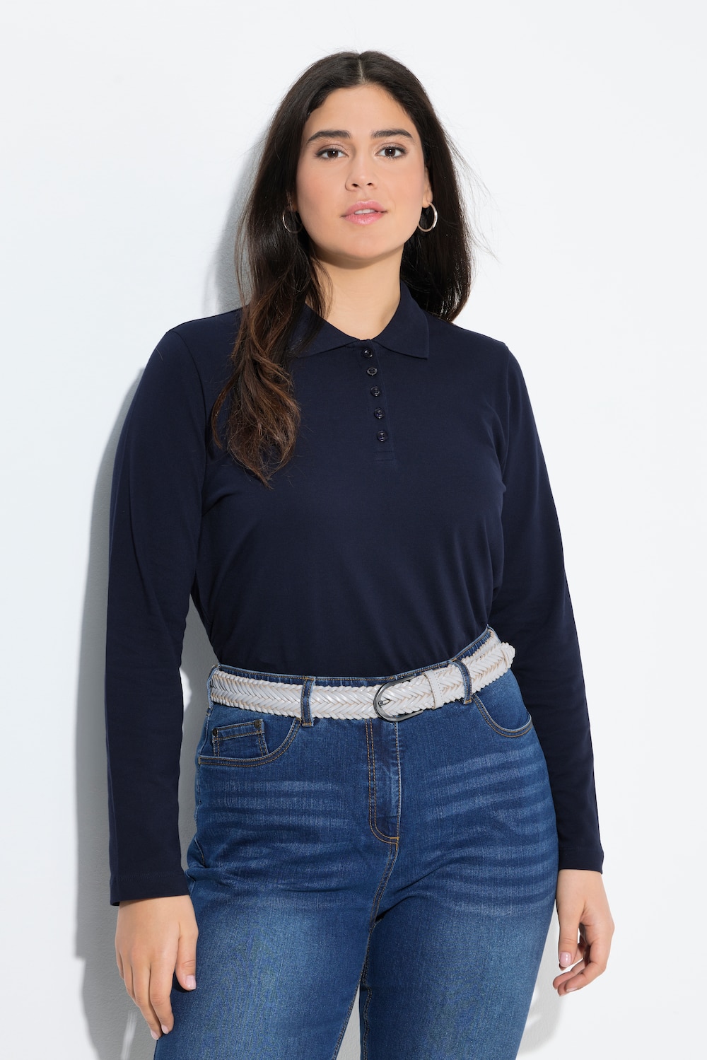 Große Größen Poloshirt, Damen, blau, Größe: 58/60, Baumwolle, Ulla Popken von Ulla Popken