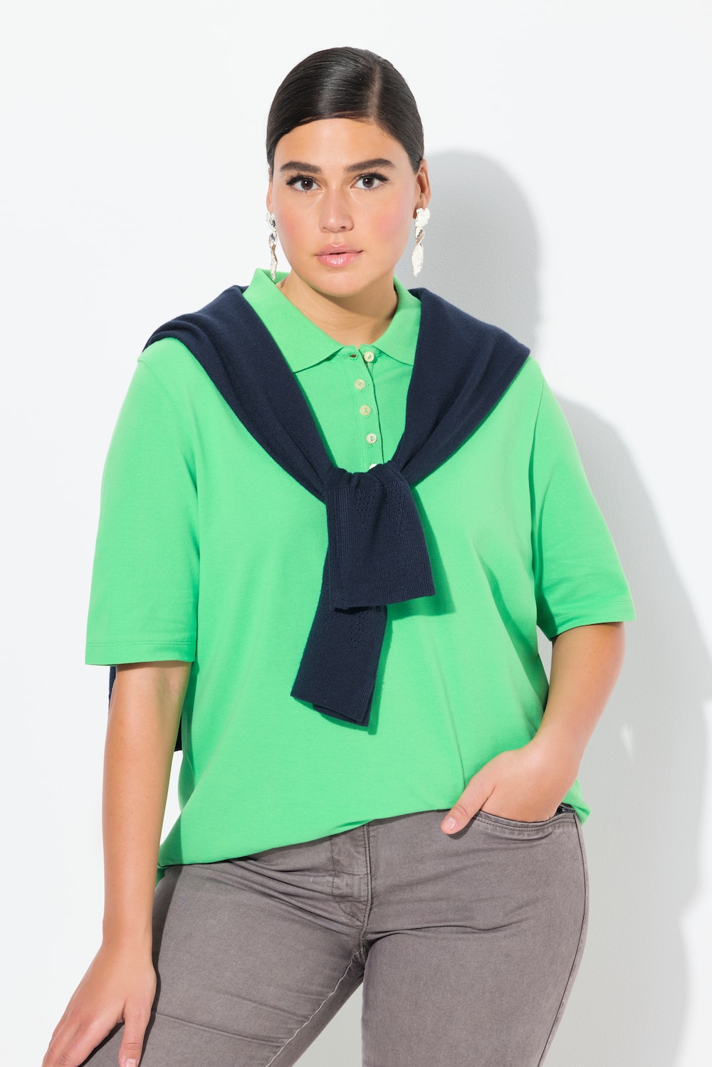 Große Größen Poloshirt, Damen, grün, Größe: 66/68, Baumwolle, Ulla Popken von Ulla Popken