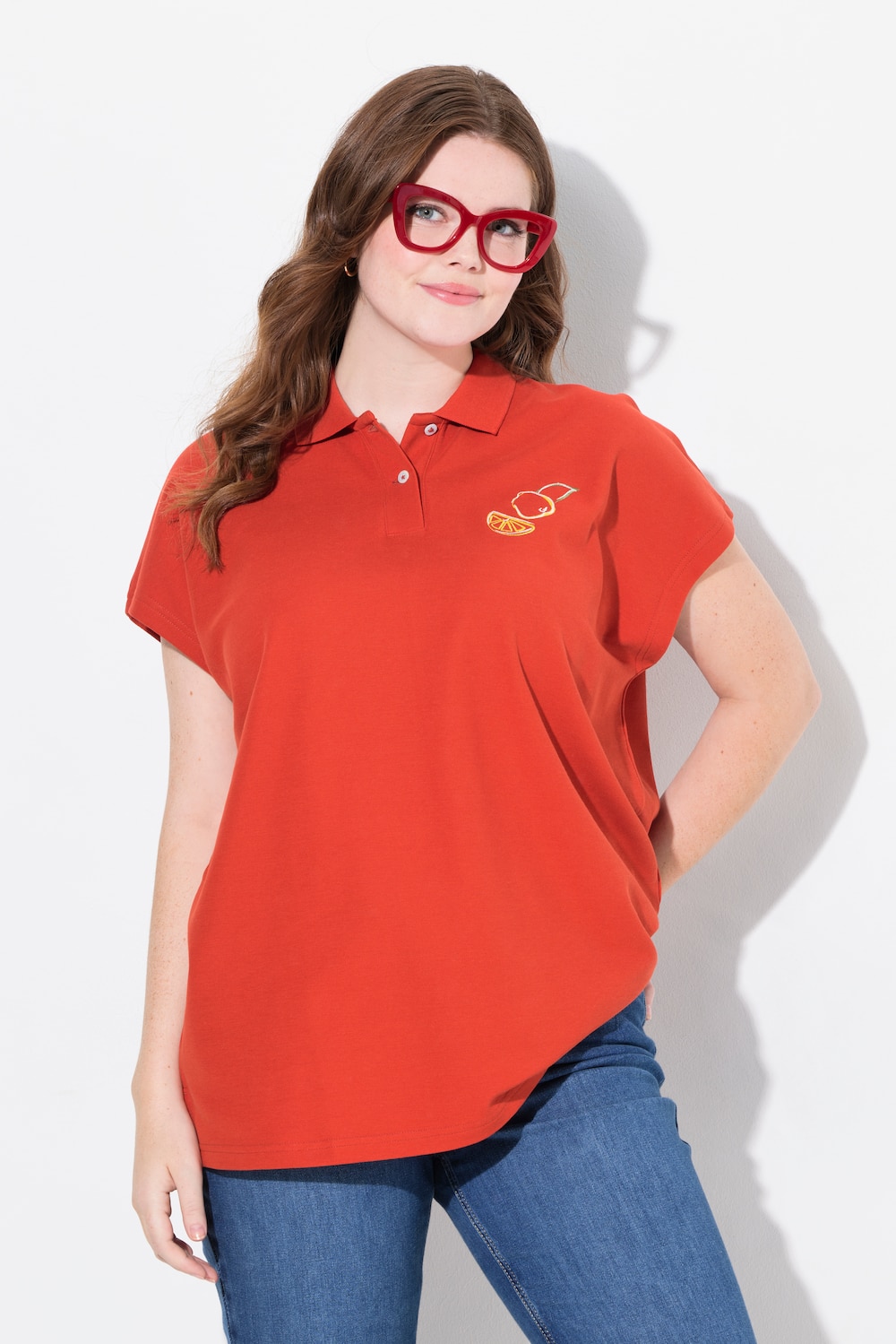 Große Größen Poloshirt, Damen, orange, Größe: 58/60, Baumwolle, Ulla Popken von Ulla Popken