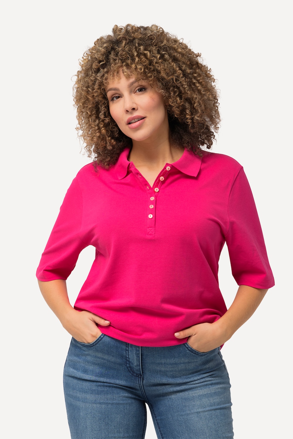 Große Größen Poloshirt, Damen, rosa, Größe: 58/60, Baumwolle, Ulla Popken von Ulla Popken