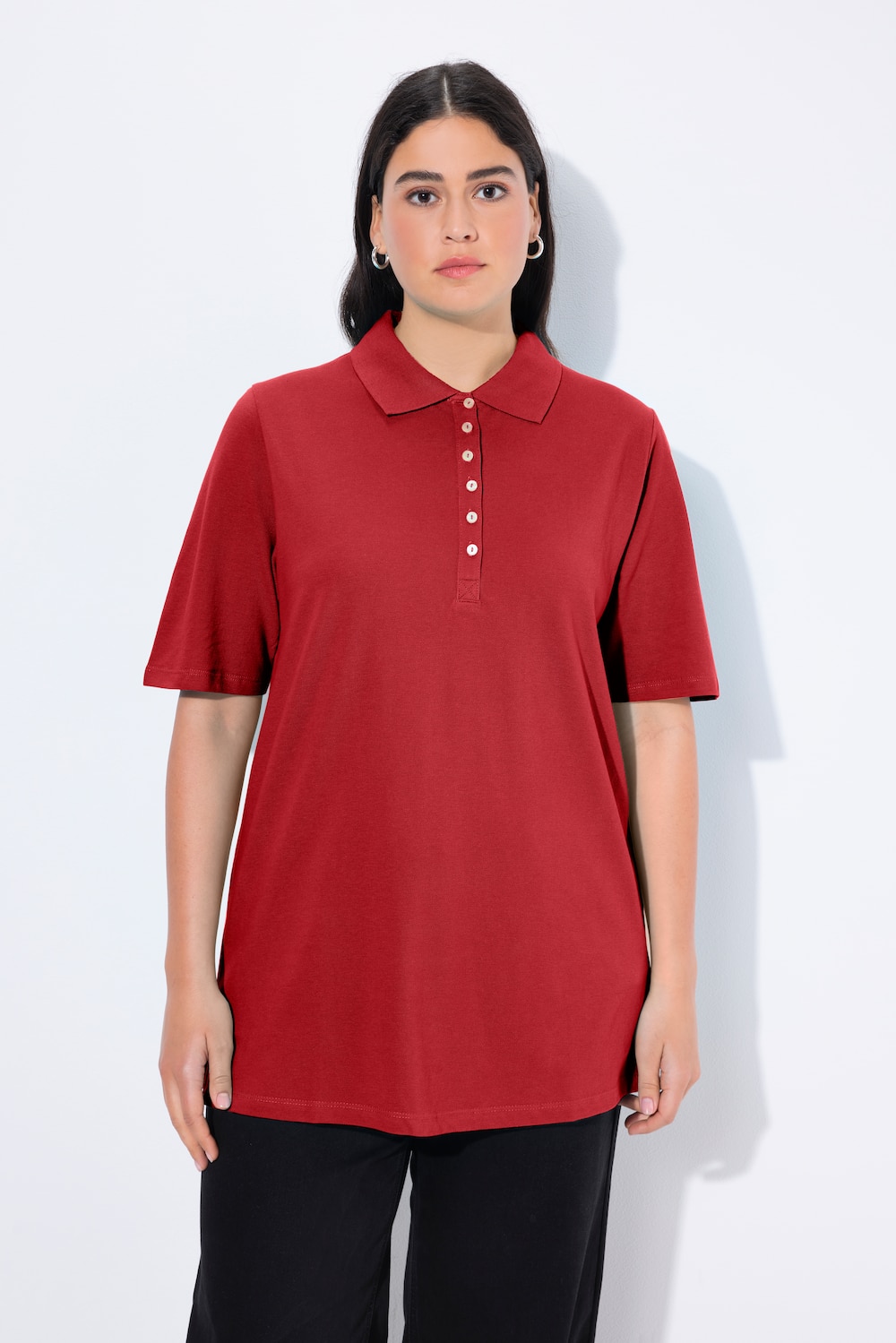 Große Größen Poloshirt, Damen, rot, Größe: 42/44, Baumwolle, Ulla Popken von Ulla Popken