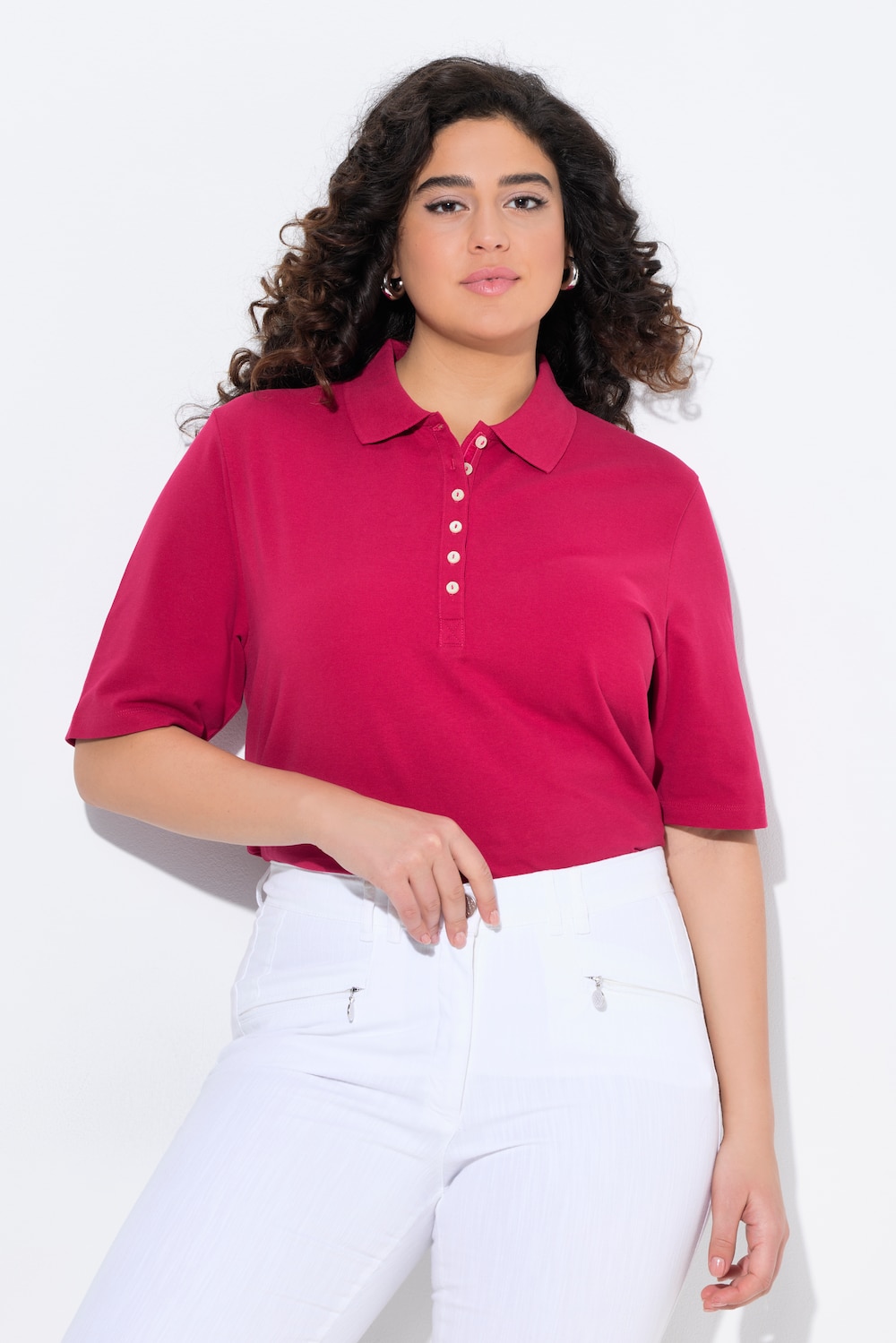 Große Größen Poloshirt, Damen, rot, Größe: 54/56, Baumwolle, Ulla Popken von Ulla Popken