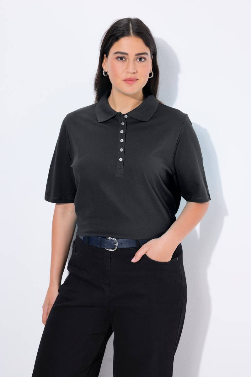Große Größen Poloshirt, Damen, schwarz, Größe: 54/56, Baumwolle, Ulla Popken von Ulla Popken