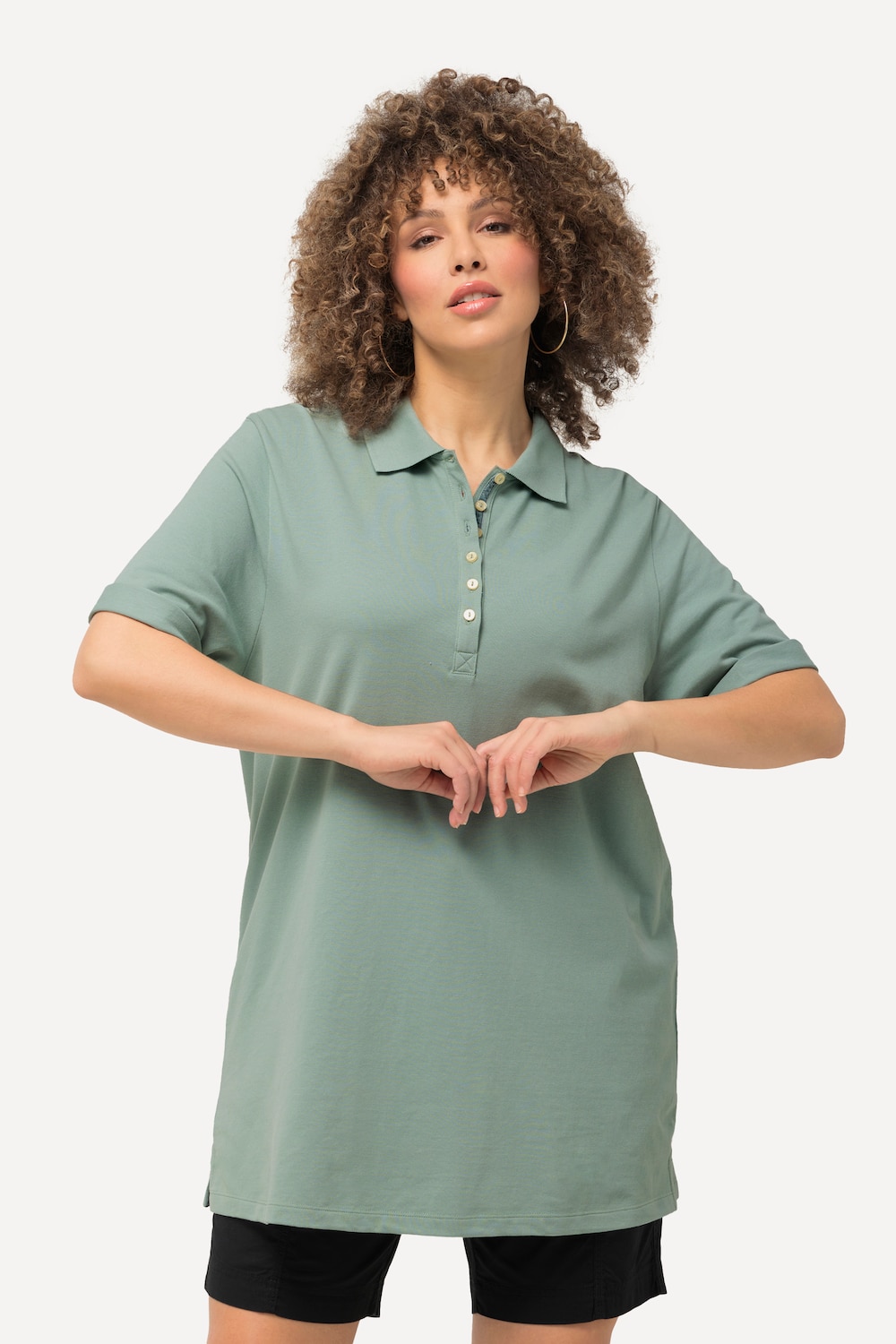 Große Größen Poloshirt, Damen, türkis, Größe: 62/64, Baumwolle, Ulla Popken von Ulla Popken