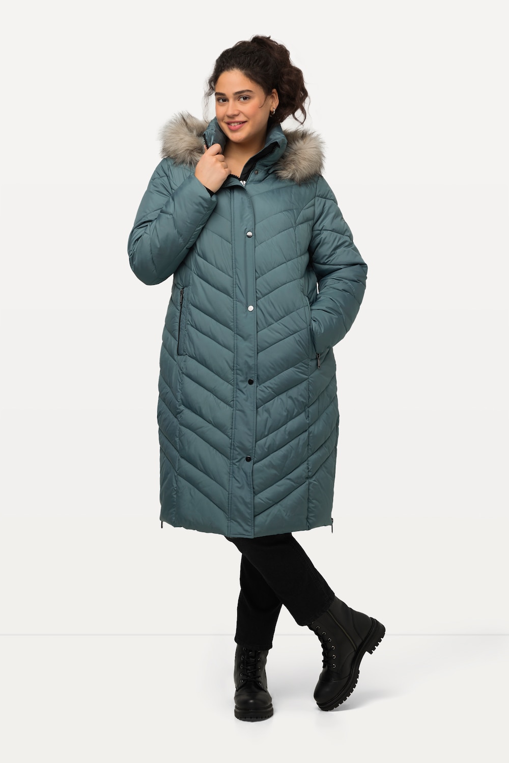 Große Größen Puffer-Mantel, Damen, türkis, Größe: 46/48, Polyester, Ulla Popken von Ulla Popken