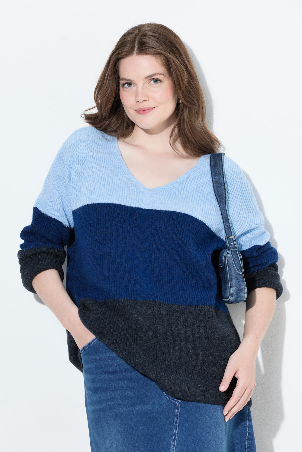 Große Größen Pullover, Damen, blau, Größe: 42/44, Synthetische Fasern/Polyester, Ulla Popken von Ulla Popken
