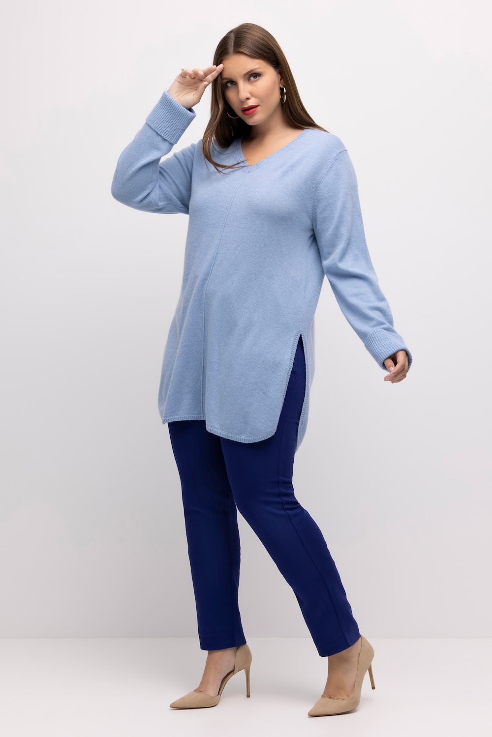 Große Größen Pullover, Damen, blau, Größe: 42/44, Wolle, Ulla Popken von Ulla Popken